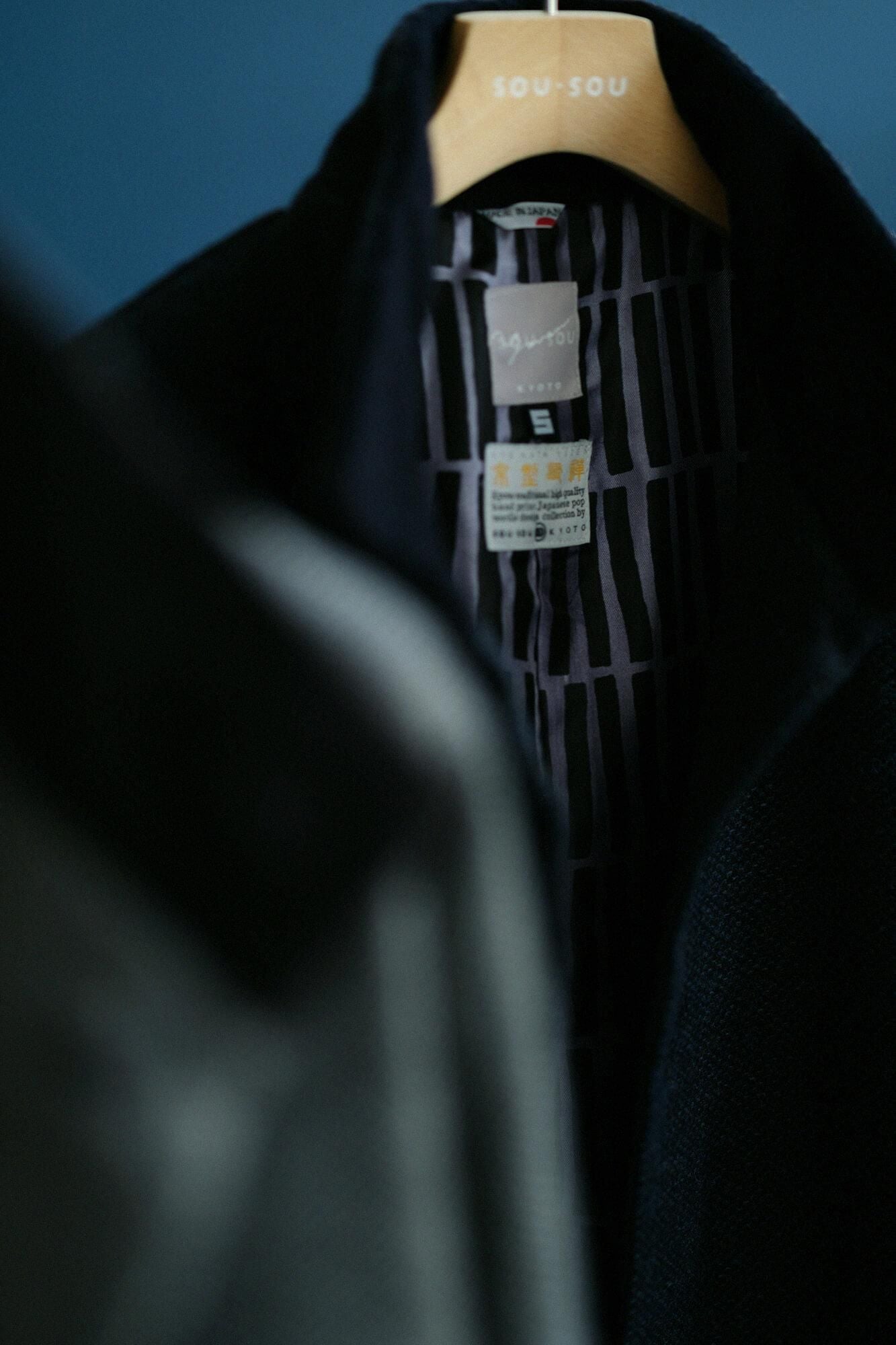 【預購】【net限定】尾州緹花 斜紋織 立領短外套/青墨色×拍子木(※預計於12月9日左右發貨)