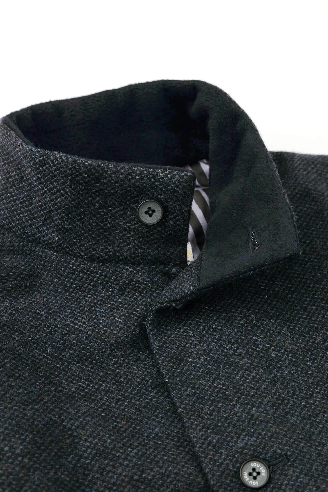 【預購】【net限定】尾州緹花 斜紋織 立領短外套/青墨色×拍子木(※預計於12月9日左右發貨)