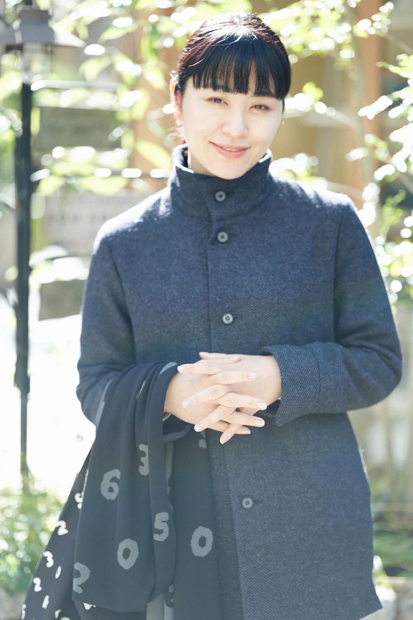 【預購】【net限定】尾州緹花 斜紋織 立領短外套/青墨色×拍子木(※預計於12月9日左右發貨)