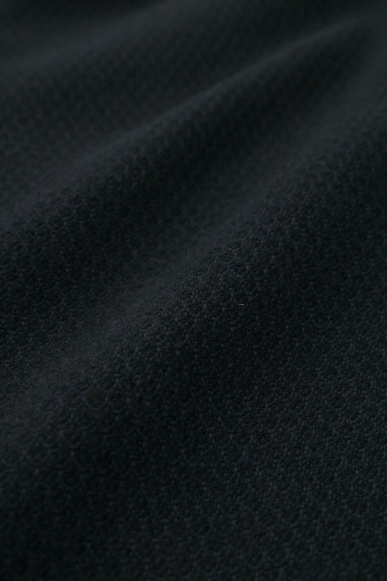 紡毛 多臂織 立領長外套/暗藍色×SO-SU-U十數