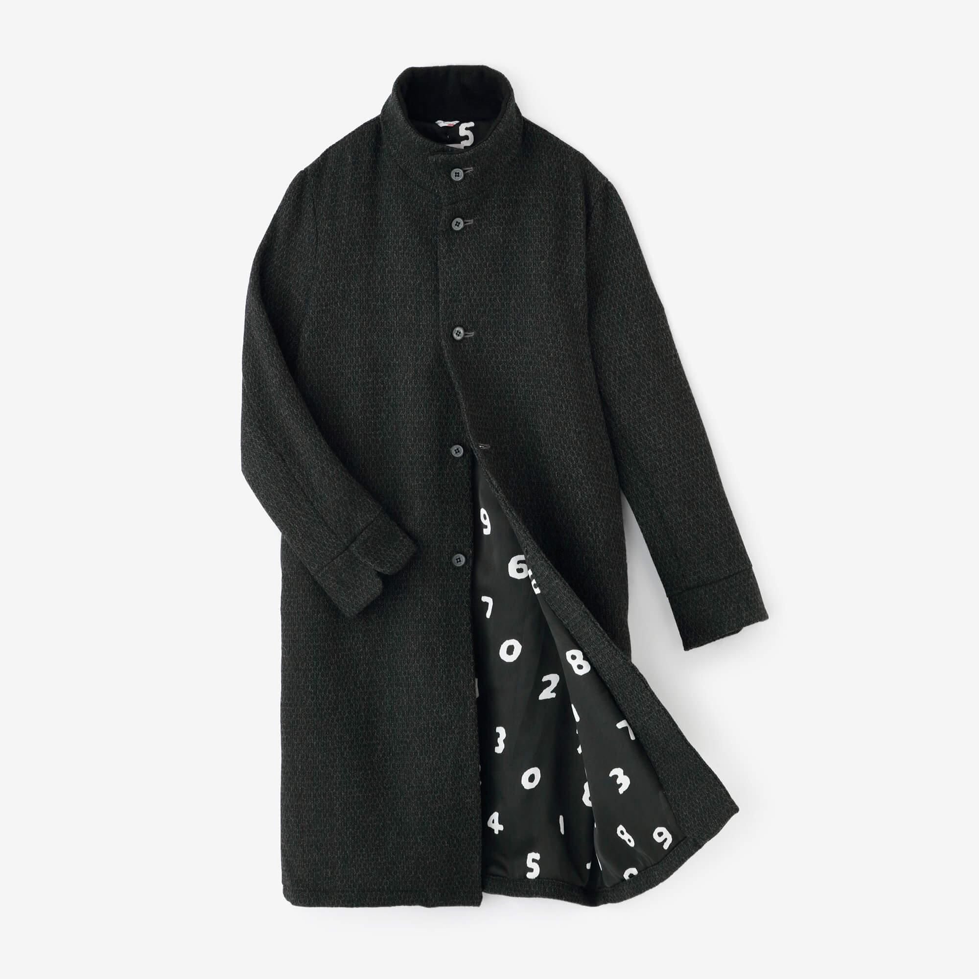 【Online】Woolen Yarn Dobby Weave Stand CollarBModern.Gourmet coat/Ink black (cornerminds old time withro)×SO-SU-U