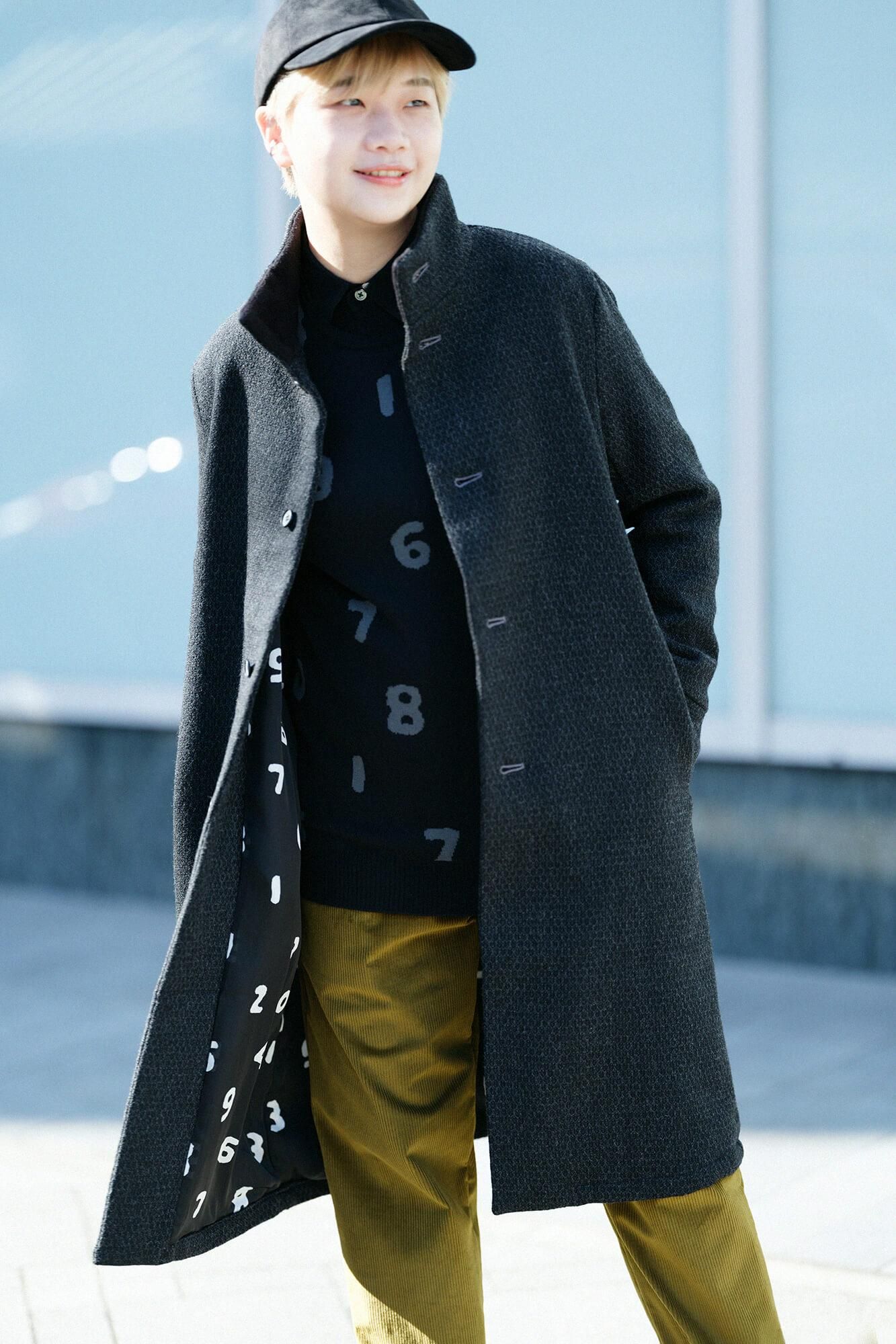 【Online】Woolen Yarn Dobby Weave Stand CollarBModern.Gourmet coat/Ink black (cornerminds old time withro)×SO-SU-U