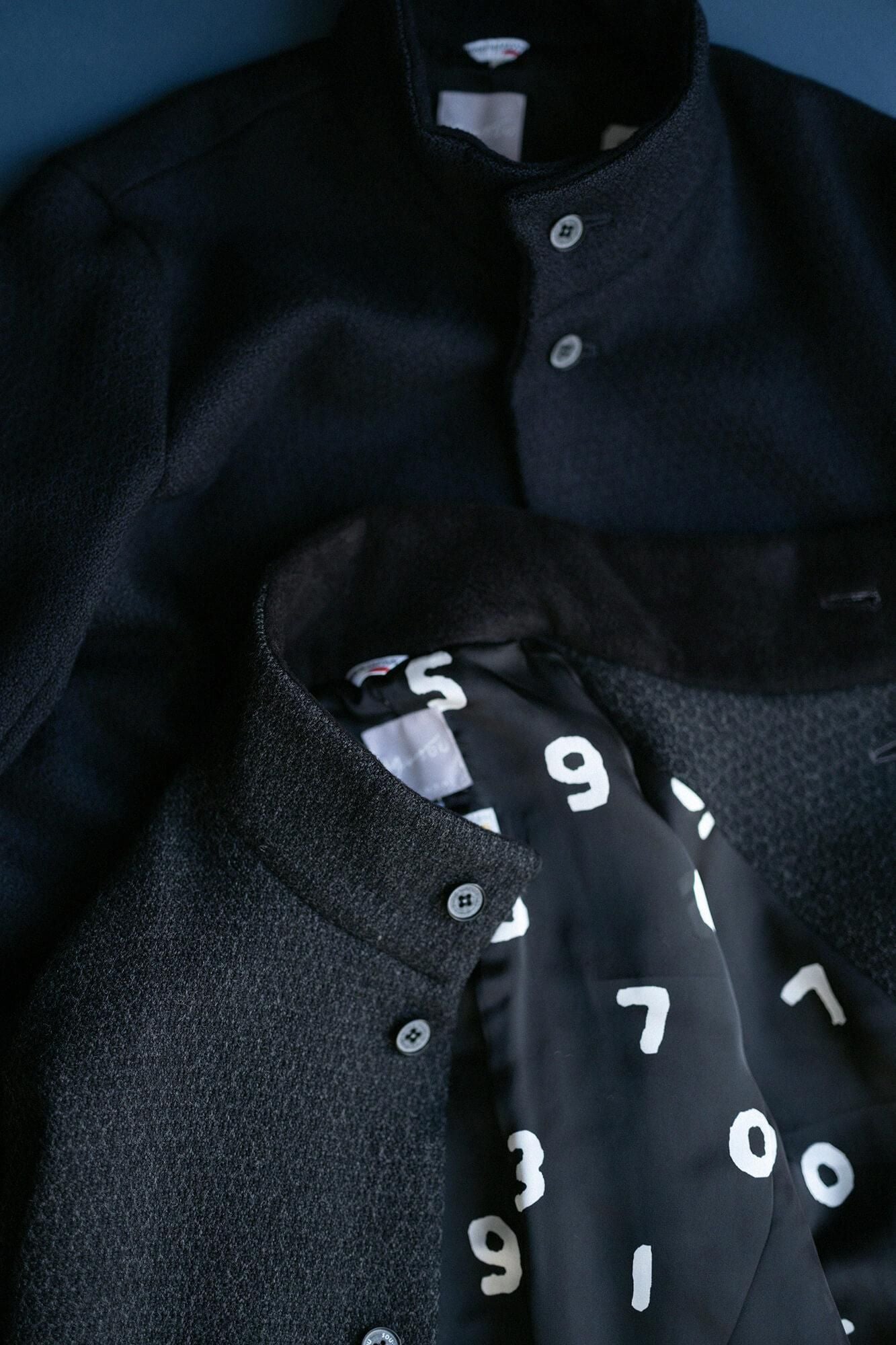 【Online】Woolen Yarn Dobby Weave Stand CollarBModern.Gourmet coat/Ink black (cornerminds old time withro)×SO-SU-U