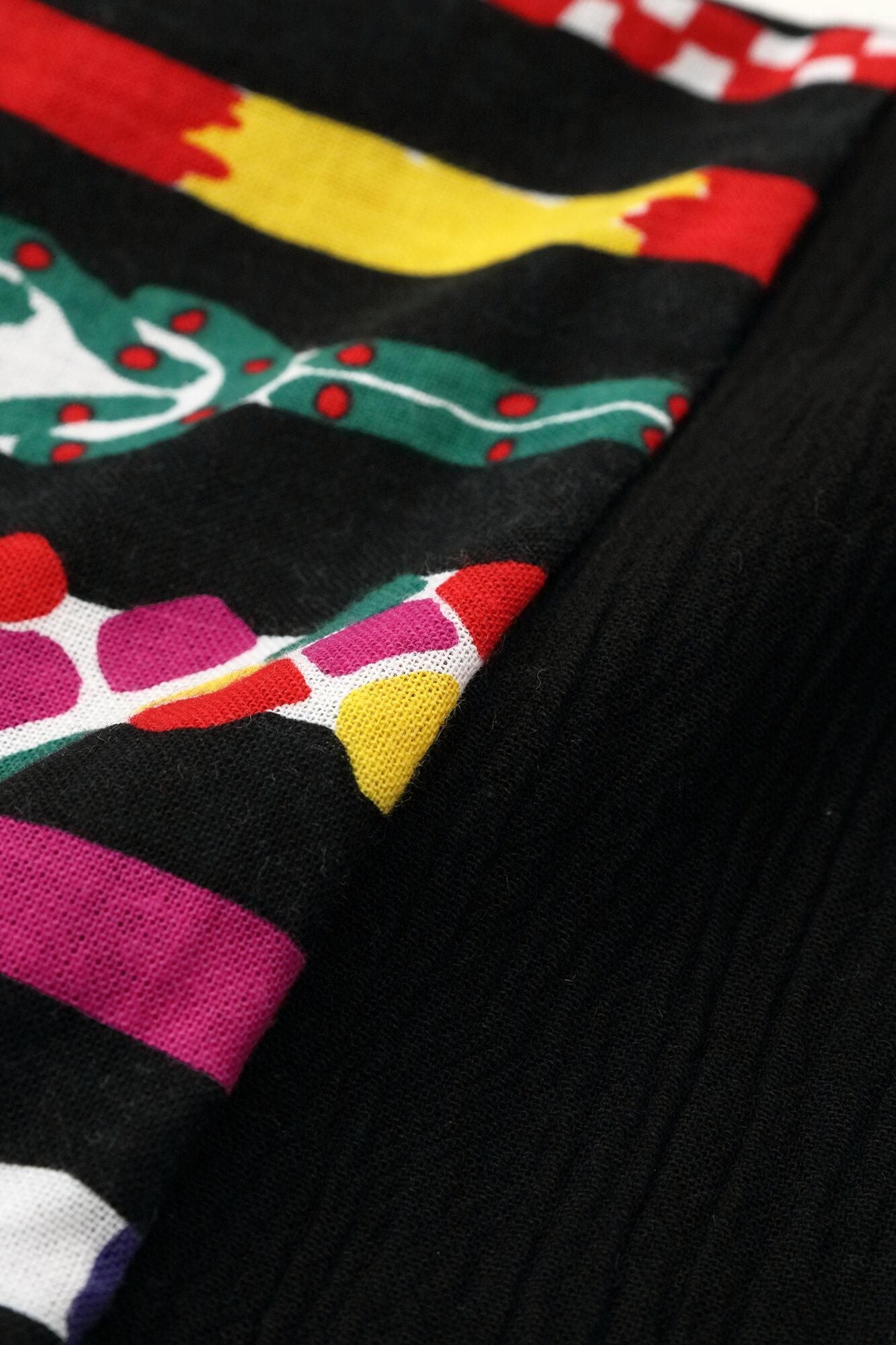 ● Chizimi Cotton 20/10 Triangular Sleeve Coat Short for Kids / Black x Braided Strings