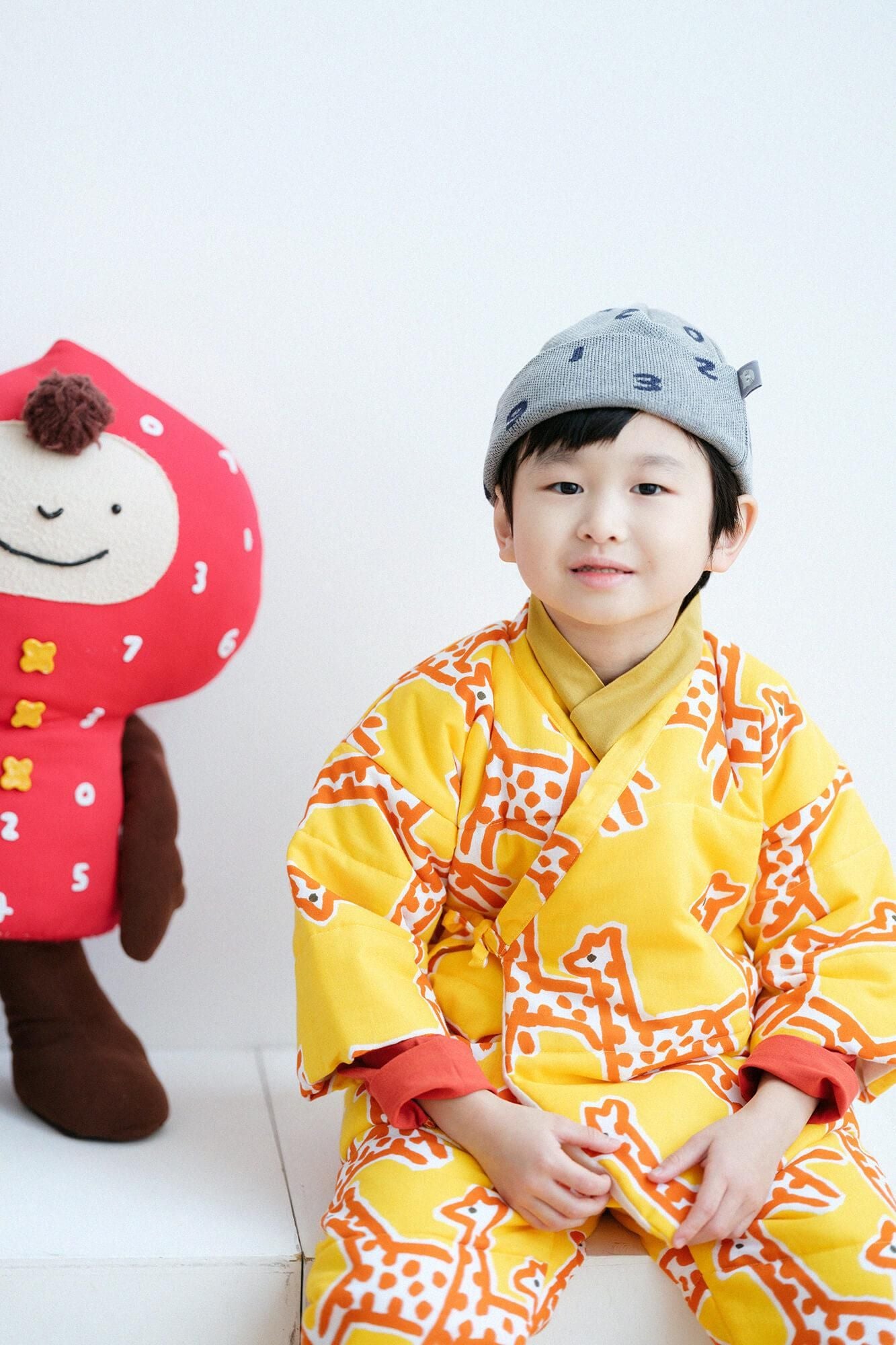 ●带有棉花,儿童Samue,Top/Kirin的YEMOMOMEN