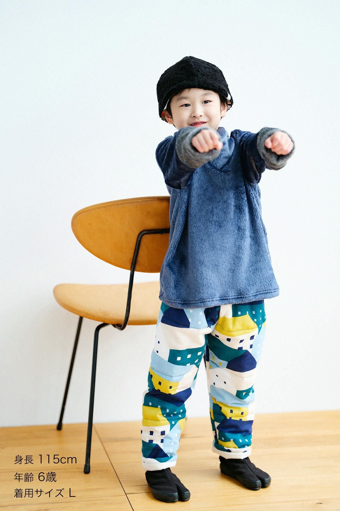 ●伊勢木棉 夾棉 兒童作務衣 下/北之國 月明