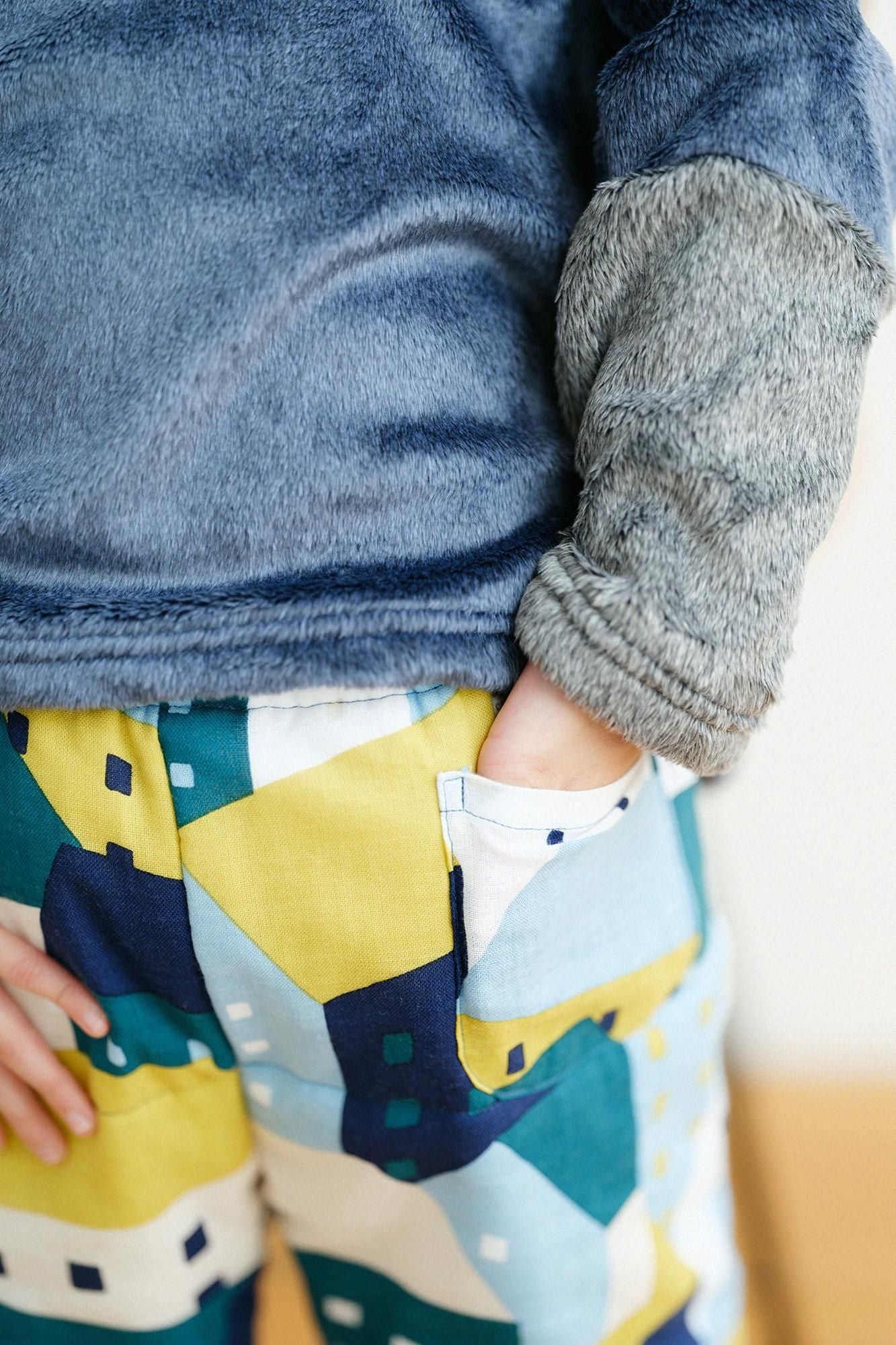 ●伊勢木棉 夾棉 兒童作務衣 下/北之國 月明