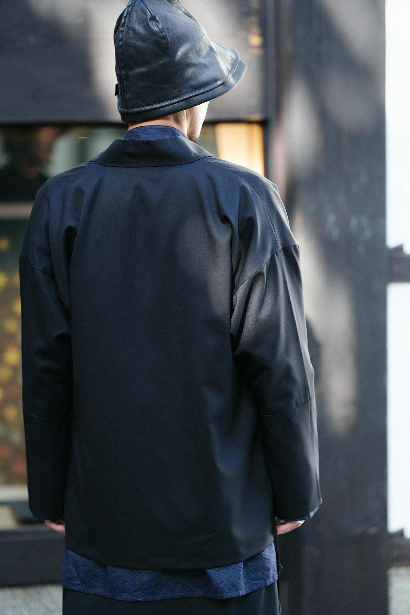 42双 梳毛(そもう) 鉄砲袖羽織(てっぽうそでばおり)/濡羽色(ぬればいろ)