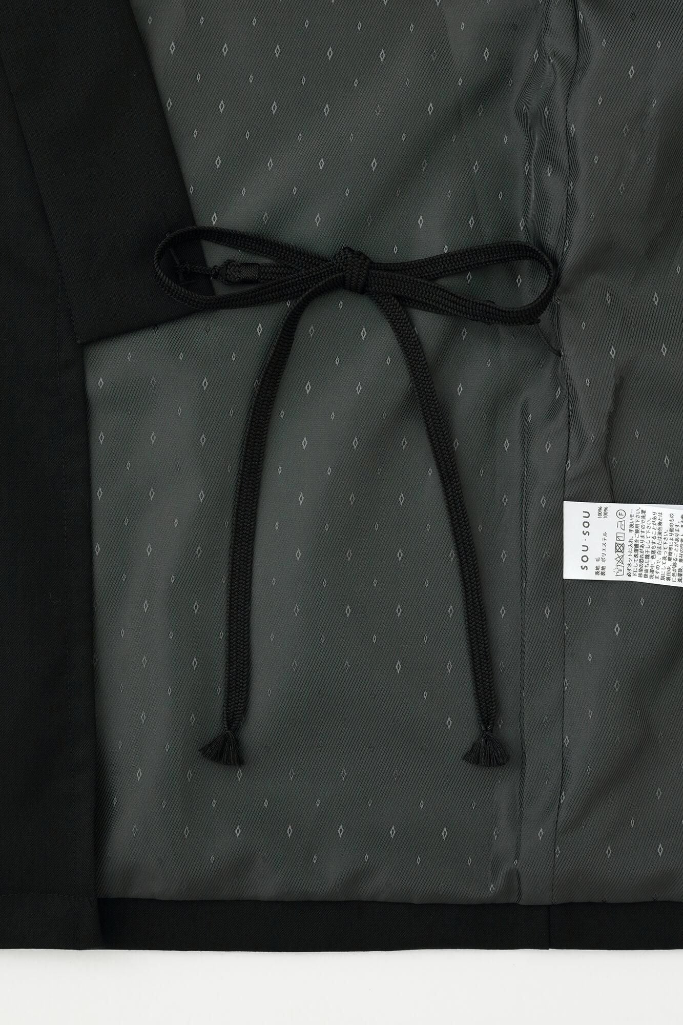 42双 梳毛(そもう) 鉄砲袖羽織(てっぽうそでばおり)/濡羽色(ぬればいろ)