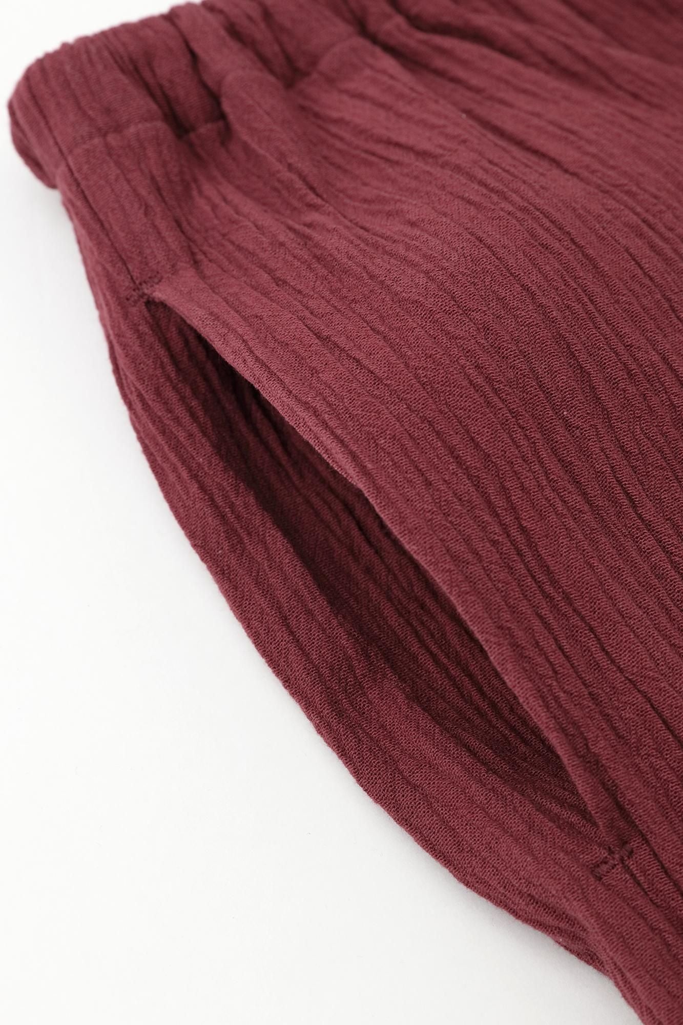 【net limited】Chizimi Cotton 20/10 Wide Pants 2.0 / Burgundy