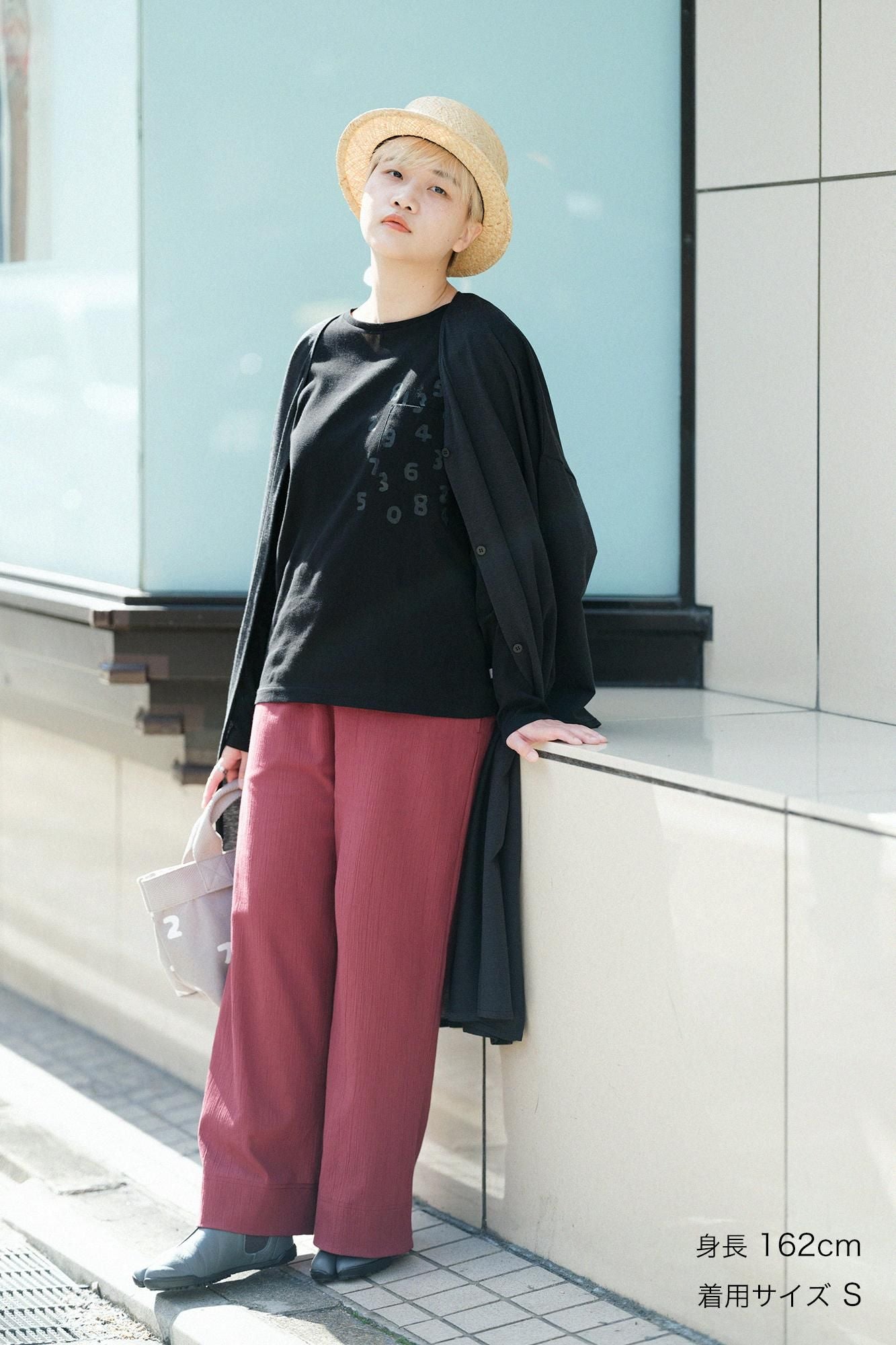 【net limited】Chizimi Cotton 20/10 Wide Pants 2.0 / Burgundy