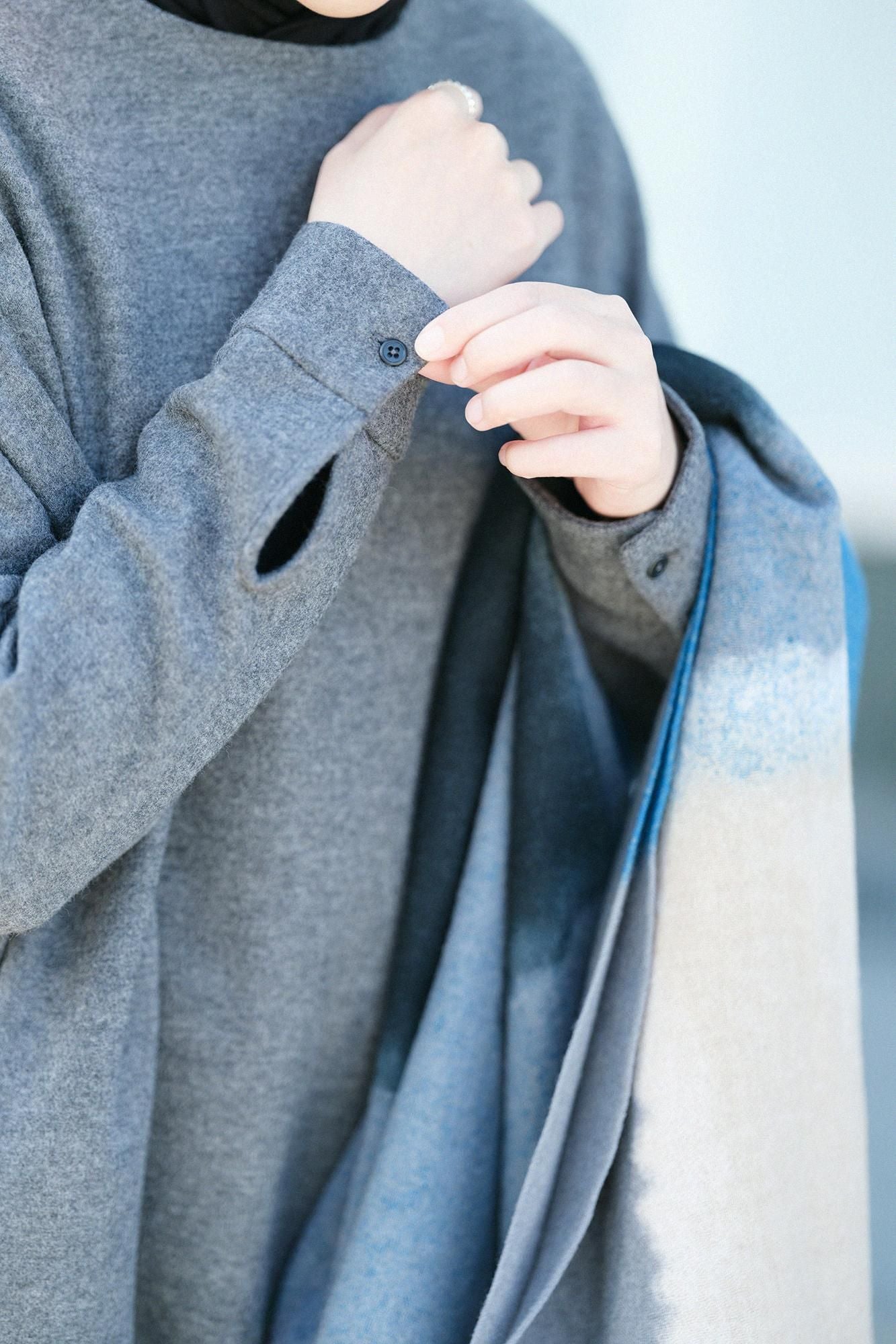 Combed Yarn Felted Interlock Knitting-Sided Knit Largo One-piece Dress Maxi Length / Grey Ink