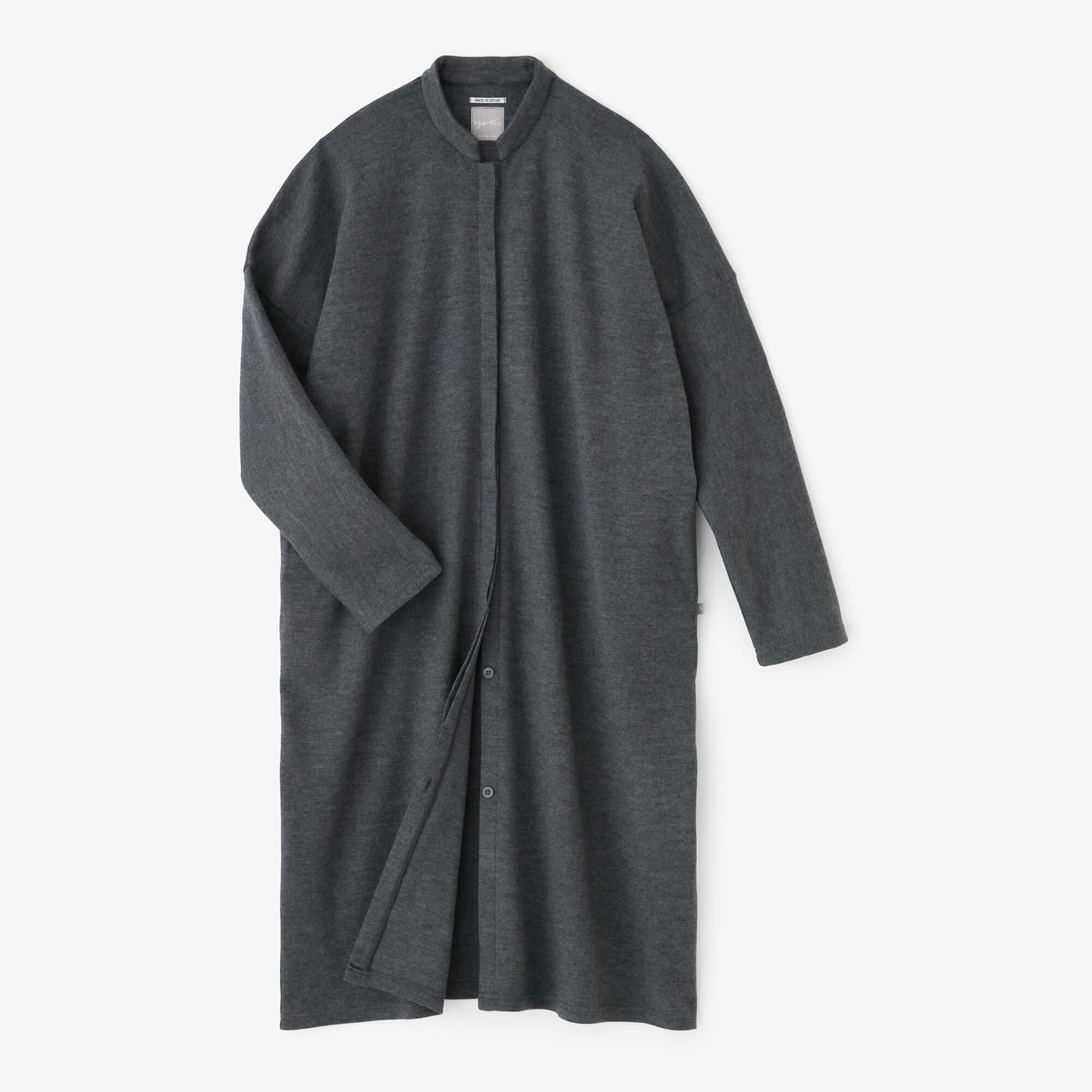 Super 100 laine à double face (Ryomen Ami) Stand Coll Light Coat / Ash foncé