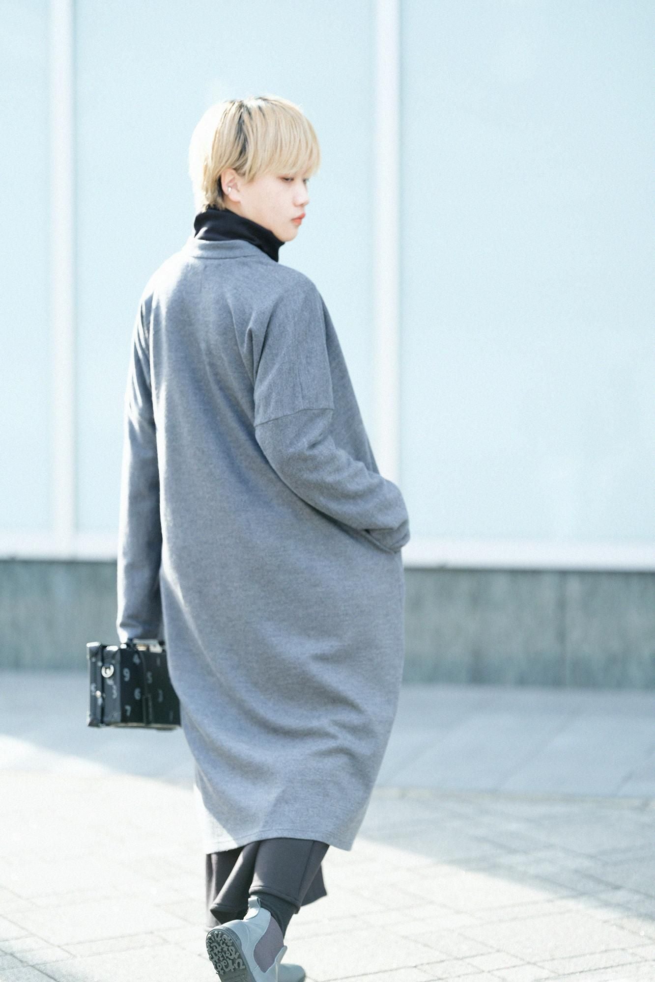 Super 100 laine à double face (Ryomen Ami) Stand Coll Light Coat / Ash foncé