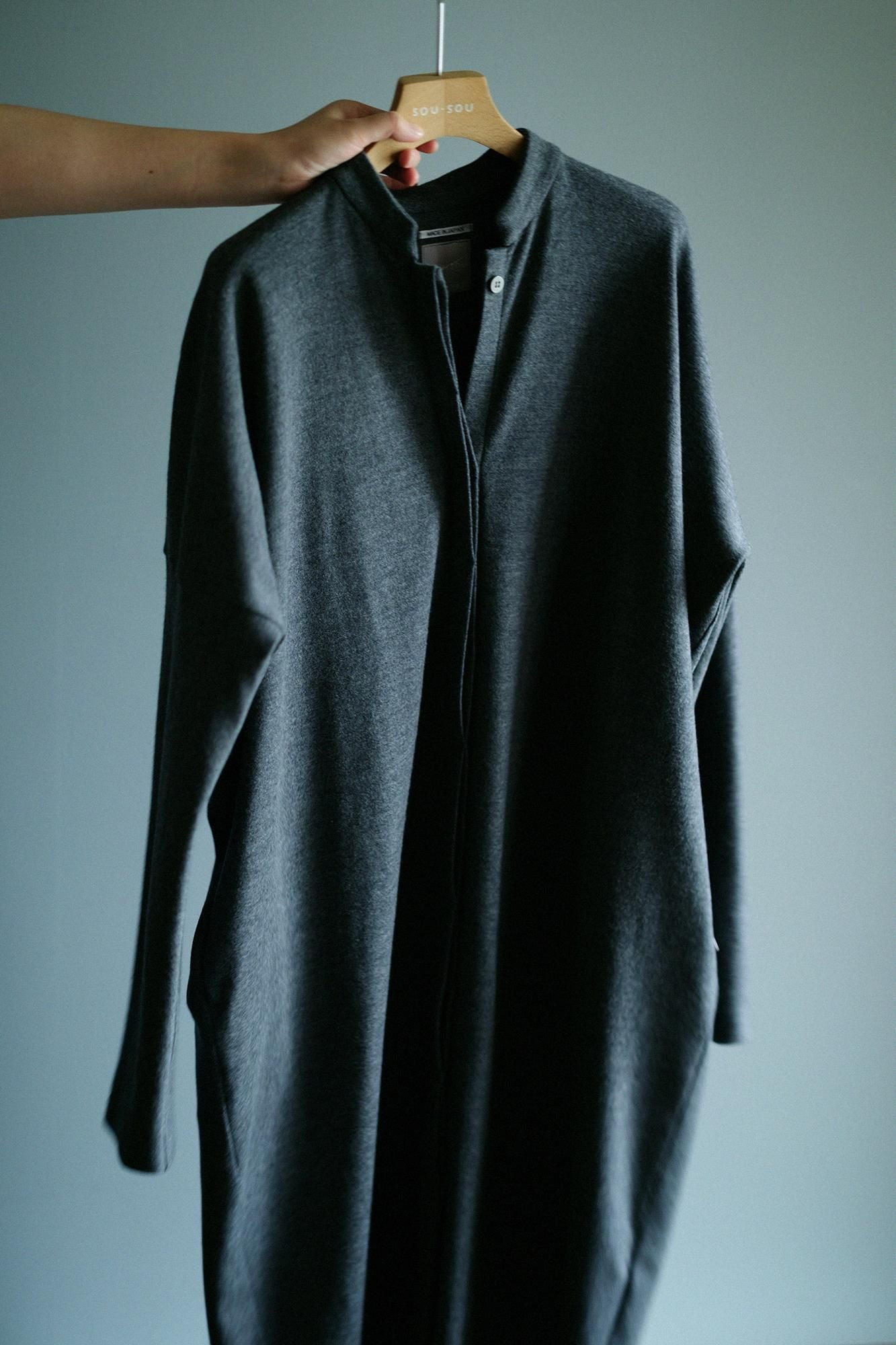 Super 100 laine à double face (Ryomen Ami) Stand Coll Light Coat / Ash foncé