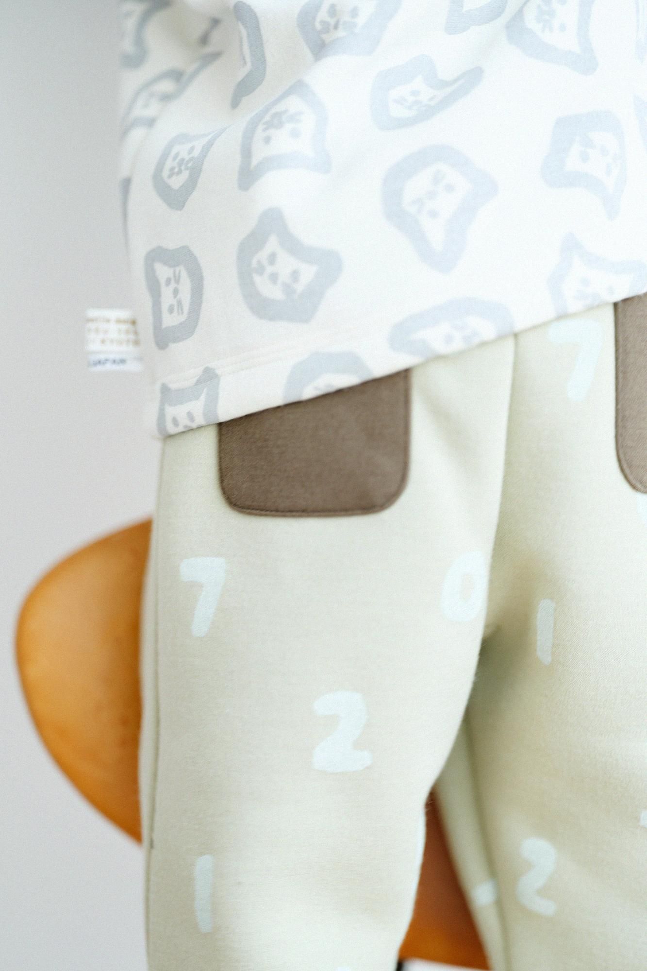 Cardboard Knit Monpe Pants for Kids / SO-SU-U Yellowish Green