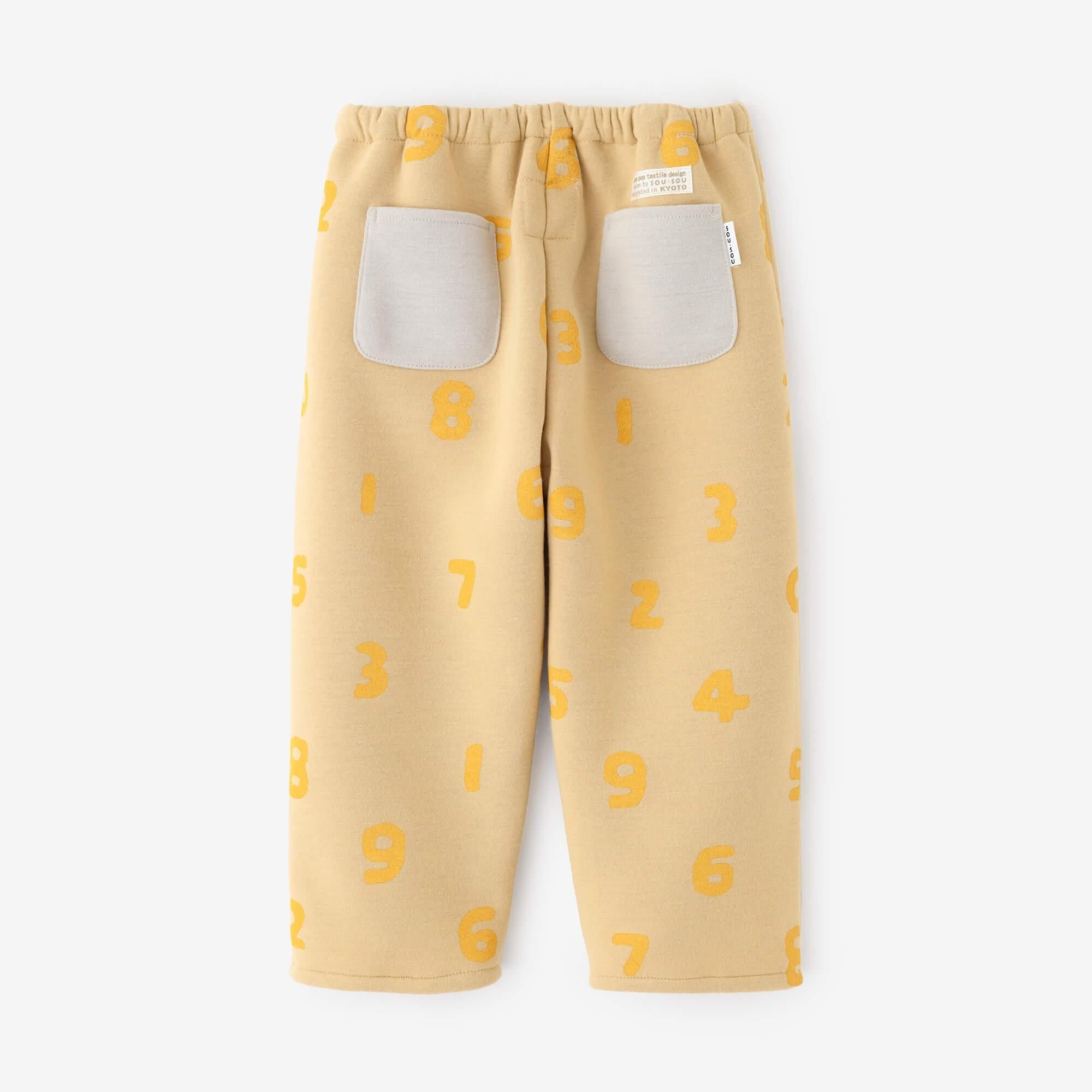 ●瓦楞編 童裝長褲/SO-SU-U 十數 淺黃色