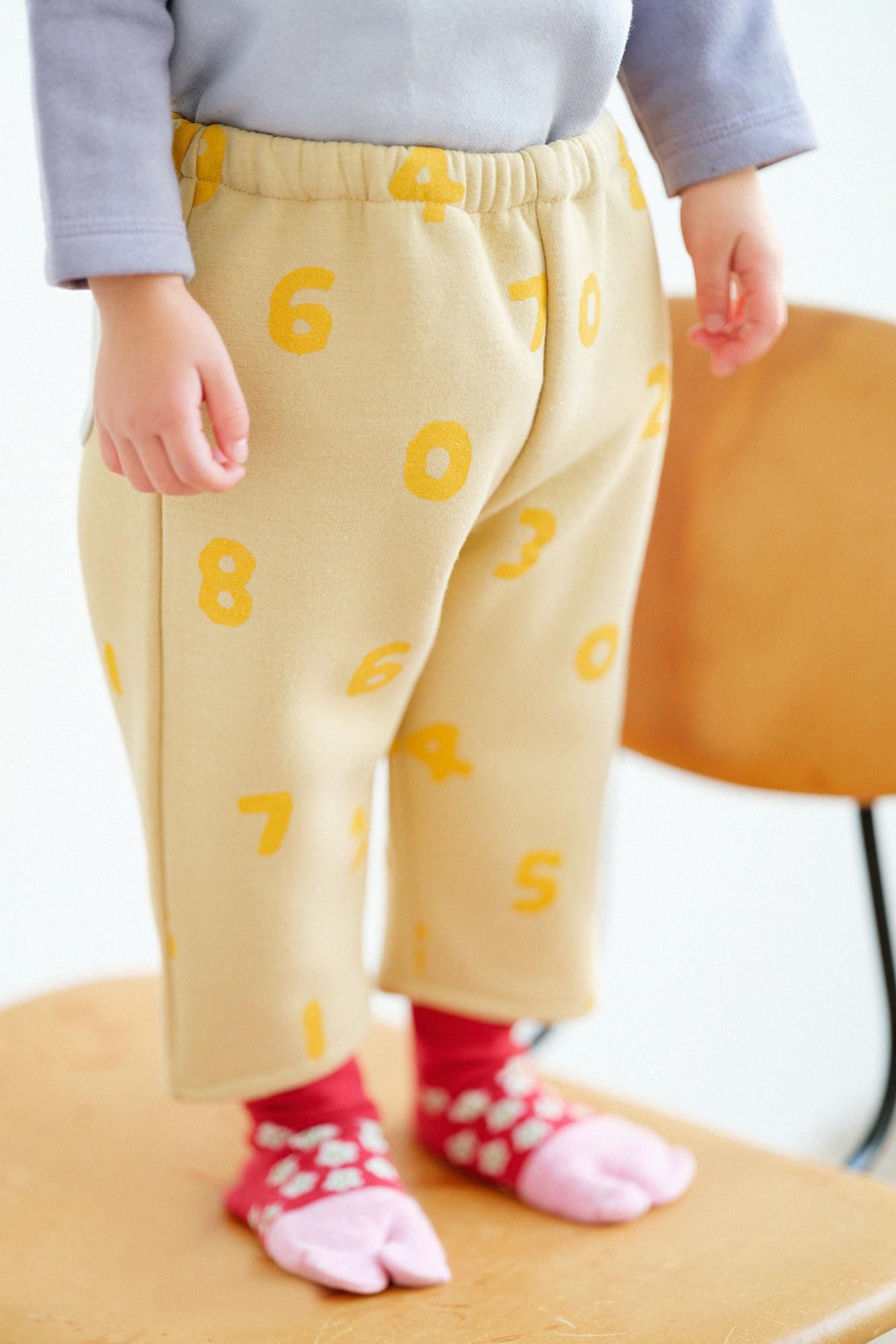 ●瓦楞編 童裝長褲/SO-SU-U 十數 淺黃色