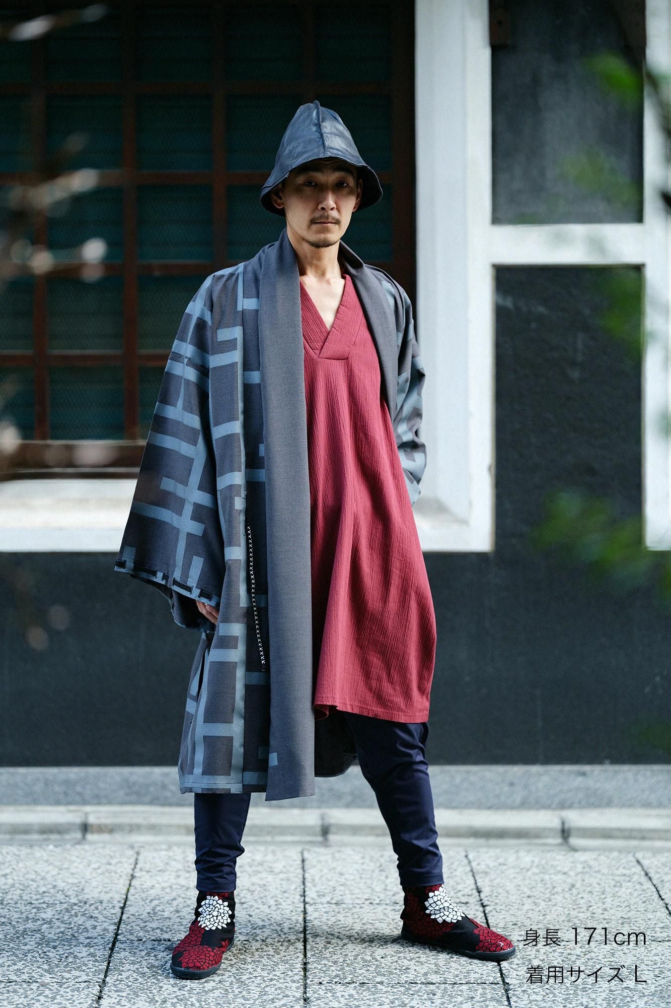 RIRANCHA(R) EVERETT(R) Rectangular Sleeve Coat Mid-length Single Layer / Fence Ink Black