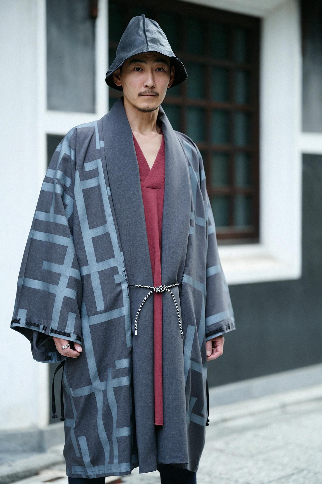 RIRANCHA(R) EVERETT(R) Rectangular Sleeve Coat Mid-length Single Layer / Fence Ink Black