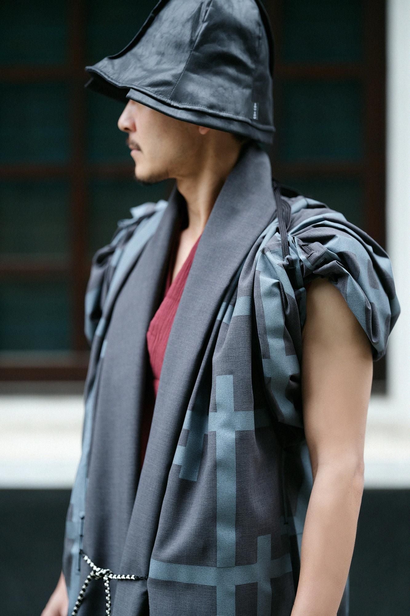 RIRANCHA(R) EVERETT(R) Rectangular Sleeve Coat Mid-length Single Layer / Fence Ink Black