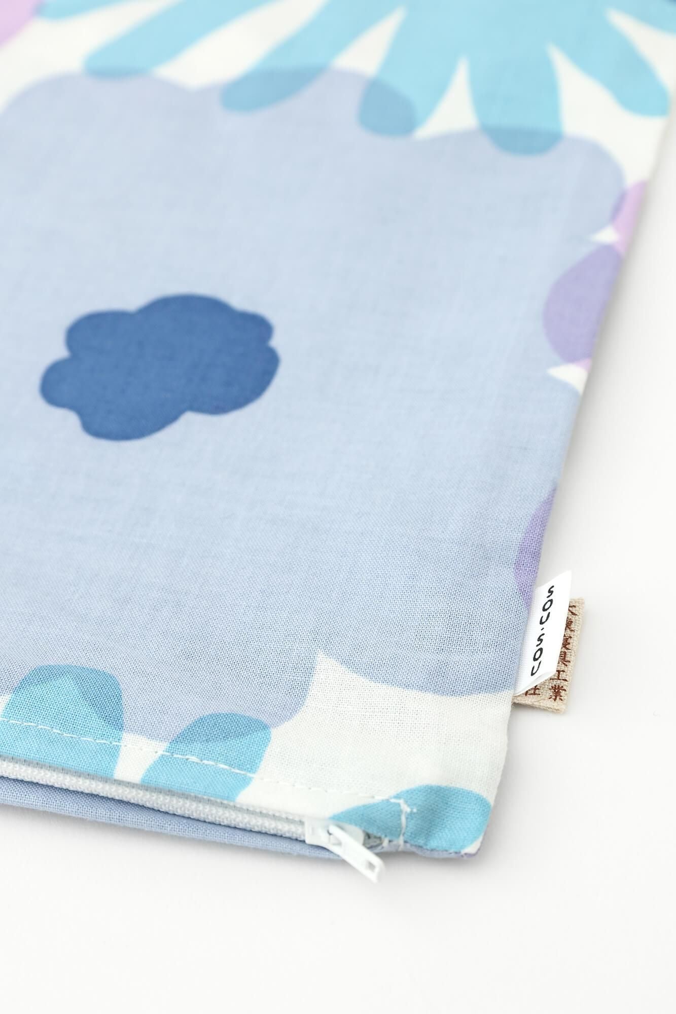 平織り21番手 クッション(座布団)カバー/おおらかとりどり 中 水紫(すいし)【※お届けに約3週間】