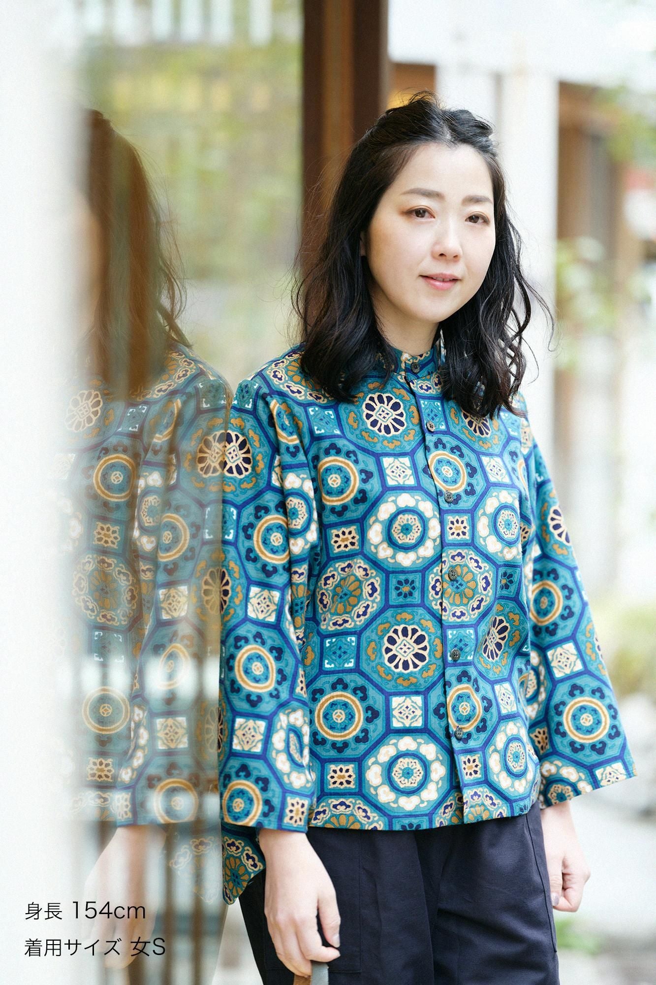 Chizimi Cotton 20/20 Kimono Sleeve Blouse / Gorgeous Green Jade Color