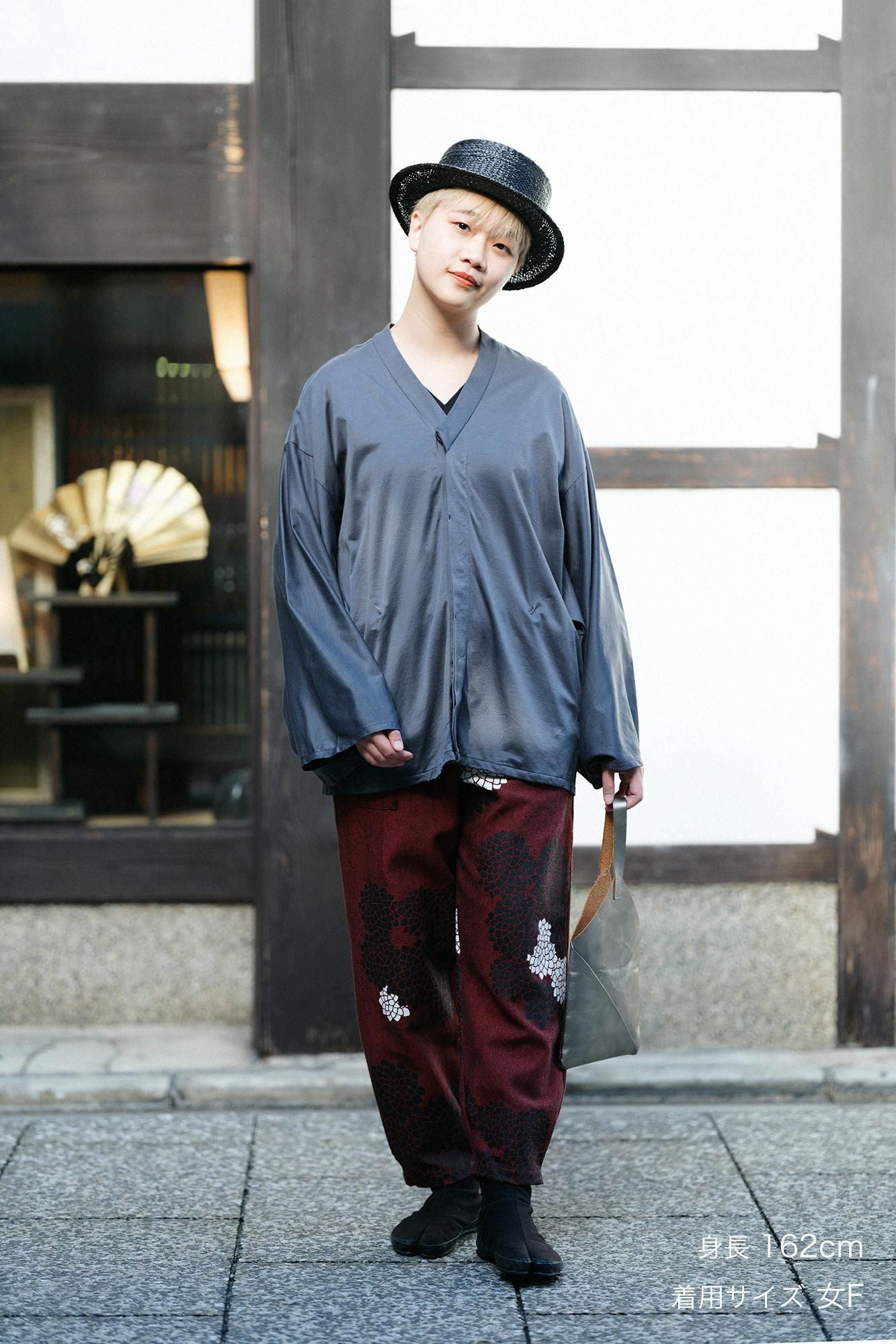 코튼 린넨 스기아야오리 히다 몸뻬/구름사이에 국화 Suo Iro