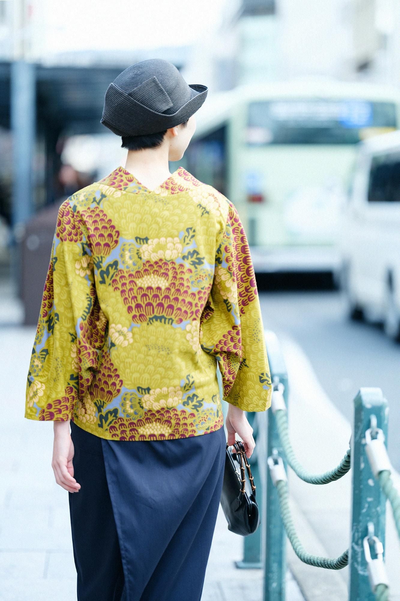 高島縮棉 40/40 和服領上衣/絢爛光華