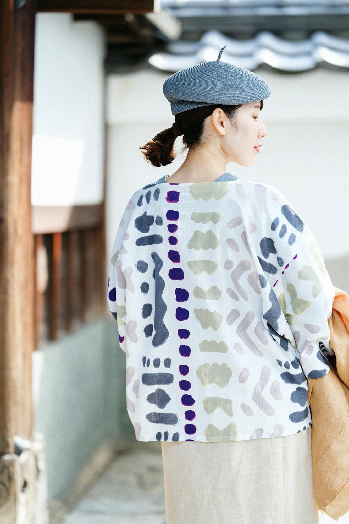 圓弧袖 方形上衣高島縮棉 20/20薙刀方袍 /紋樣