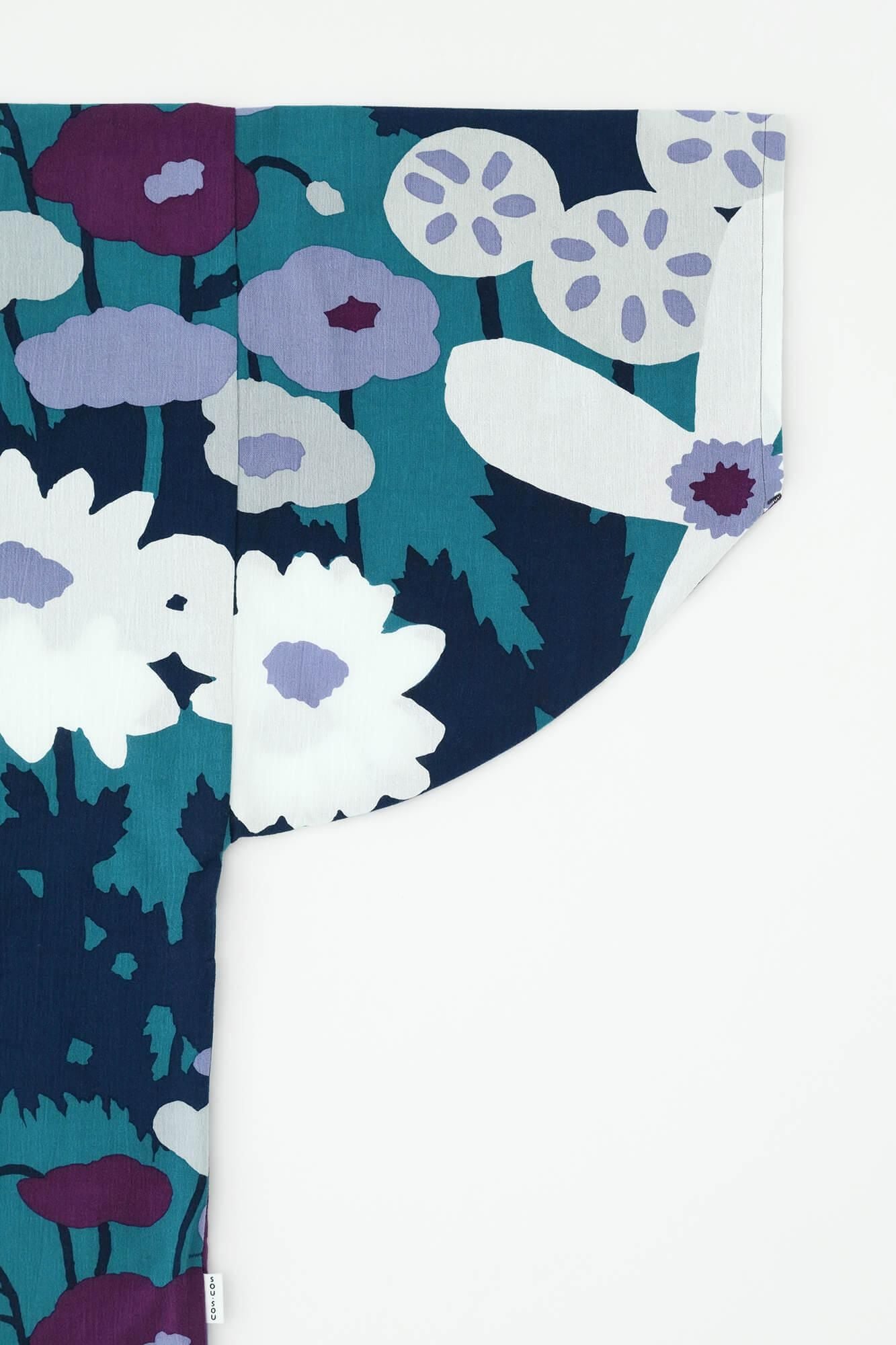 Chizimi Cotton 20/20 Naginata Rectangular Dress / Hundreds of Flowers