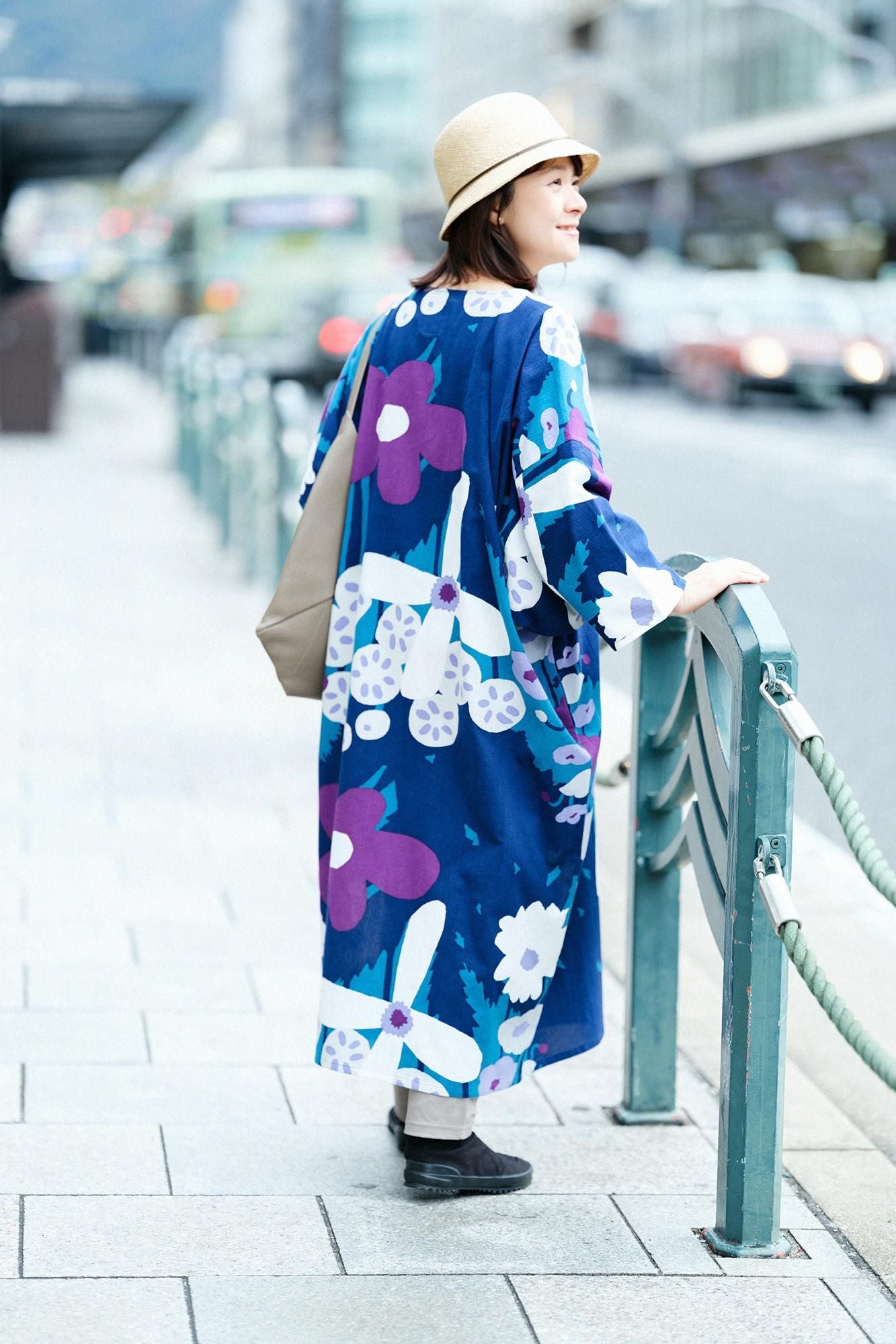 Chizimi Cotton 20/20 Naginata Rectangular Dress / Hundreds of Flowers