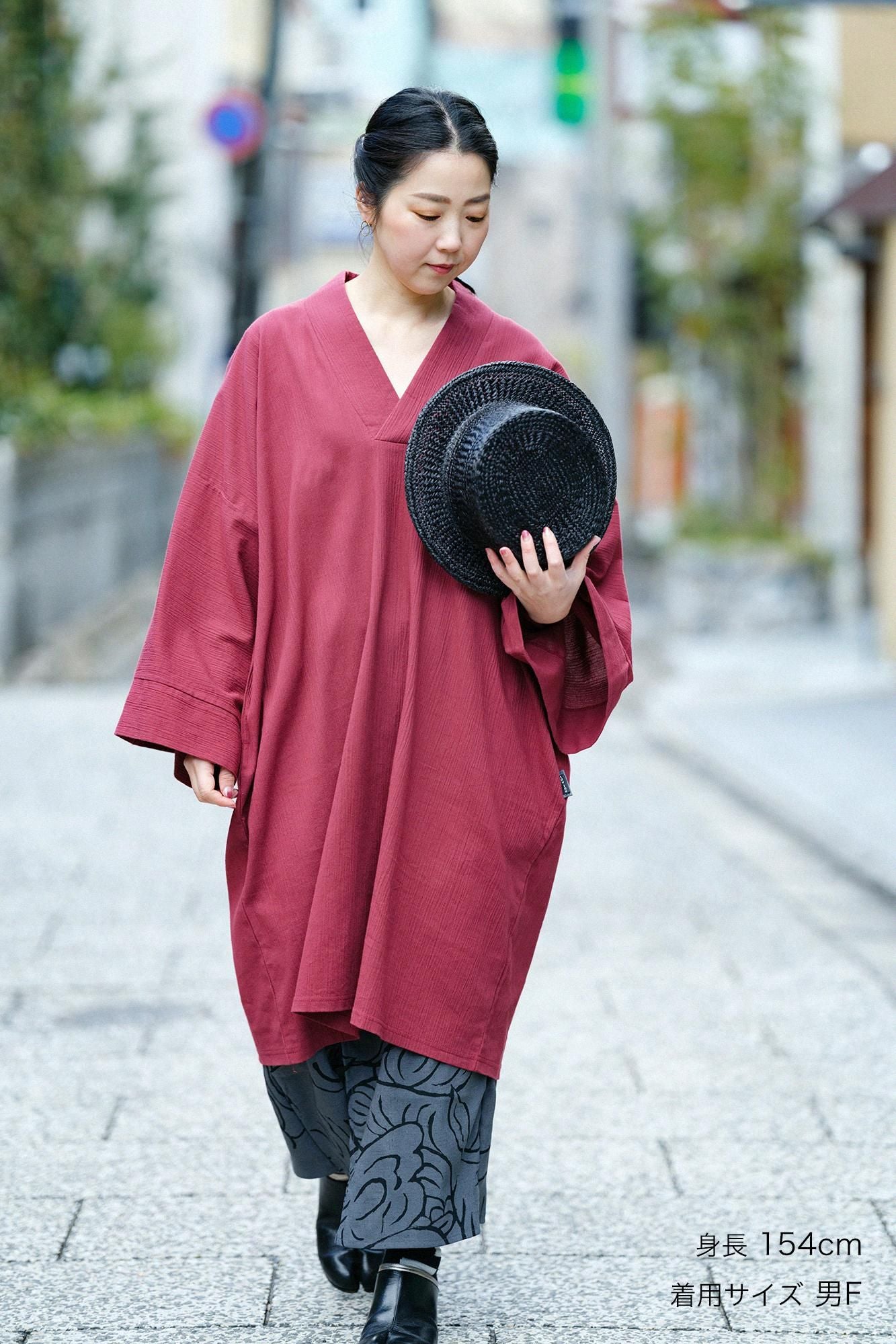 高島縮棉 20/20長風靡/酒紅色