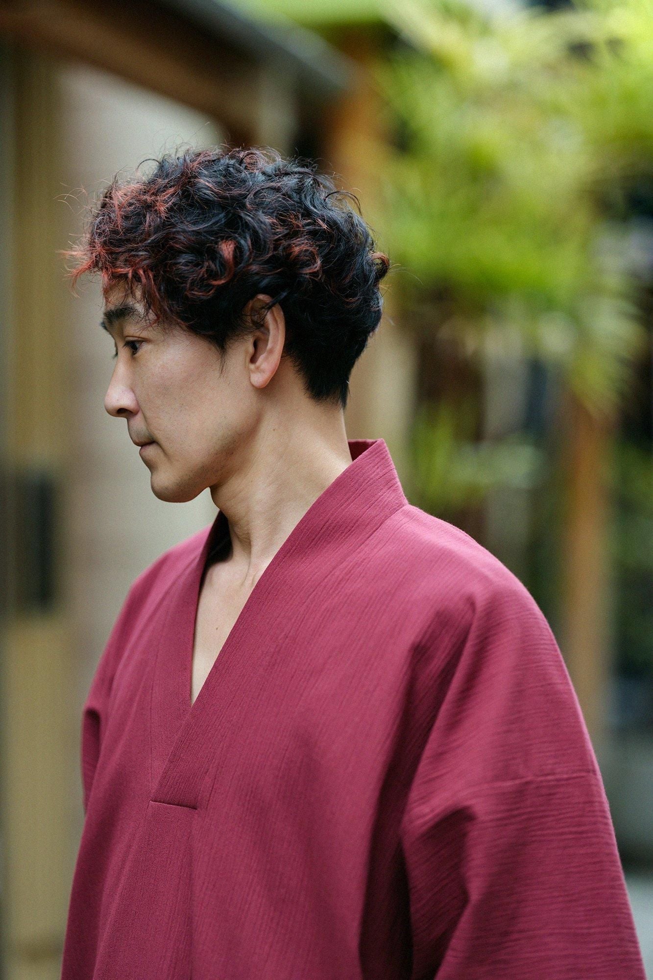 高島縮棉 20/20長風靡/酒紅色