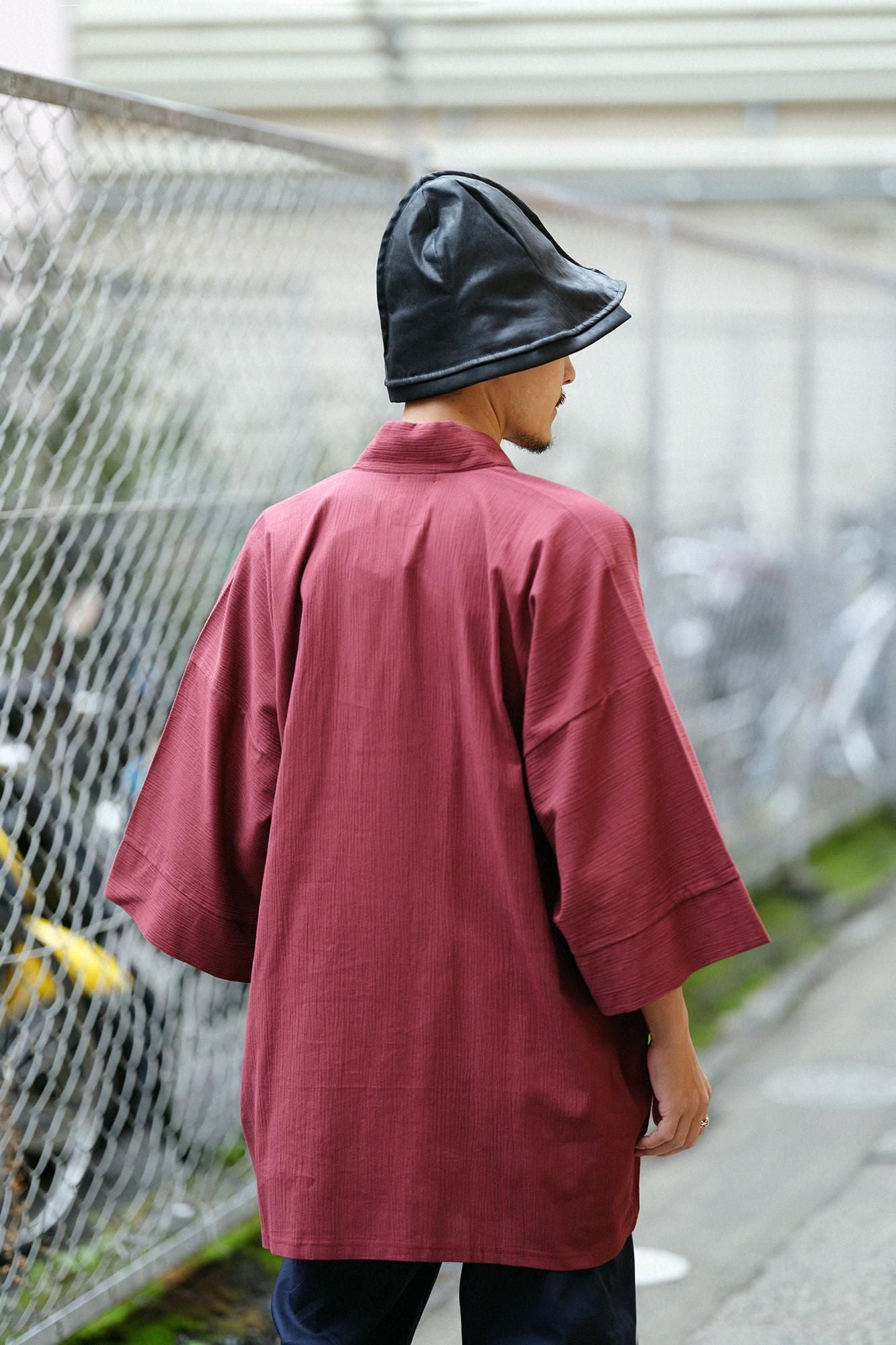 高島縮棉 20/20長風靡/酒紅色