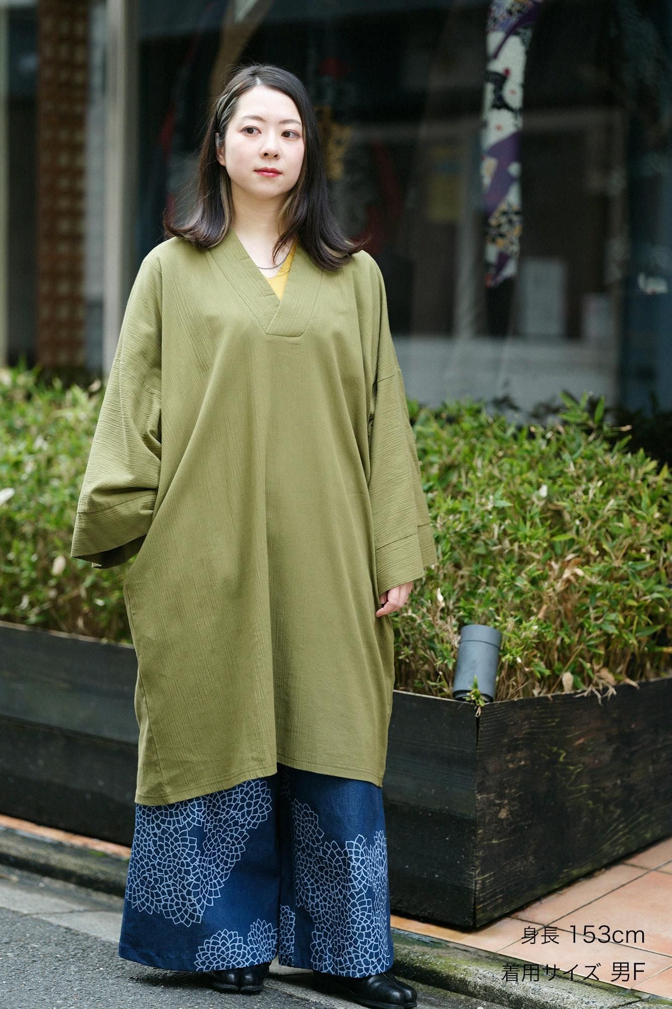 高島縮棉 20/20長風靡/灰綠色