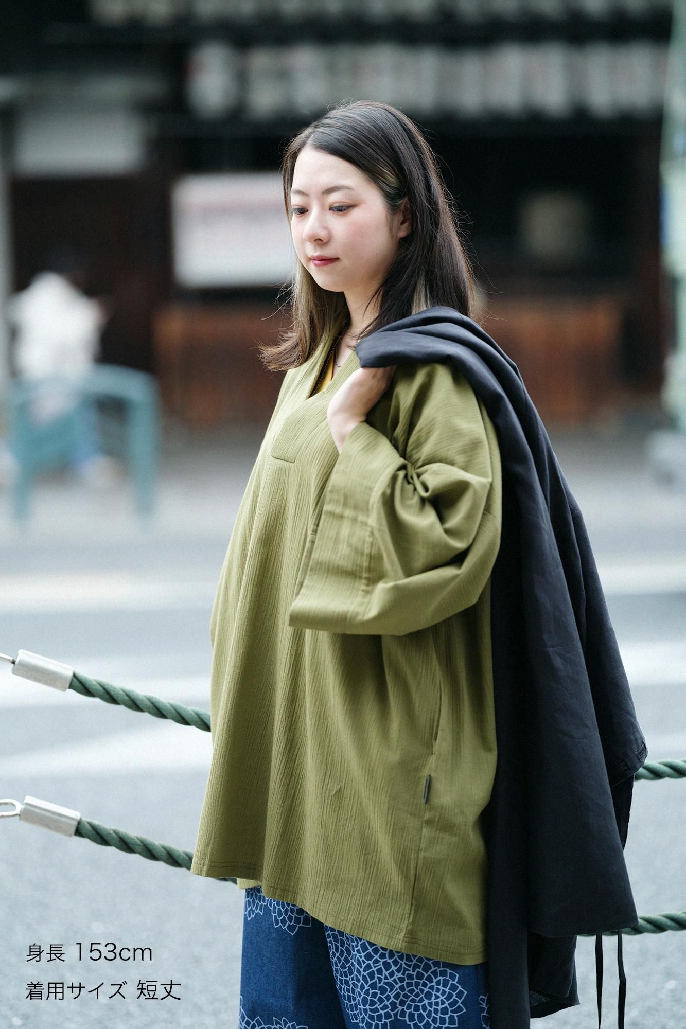 高島縮棉 20/20長風靡/灰綠色