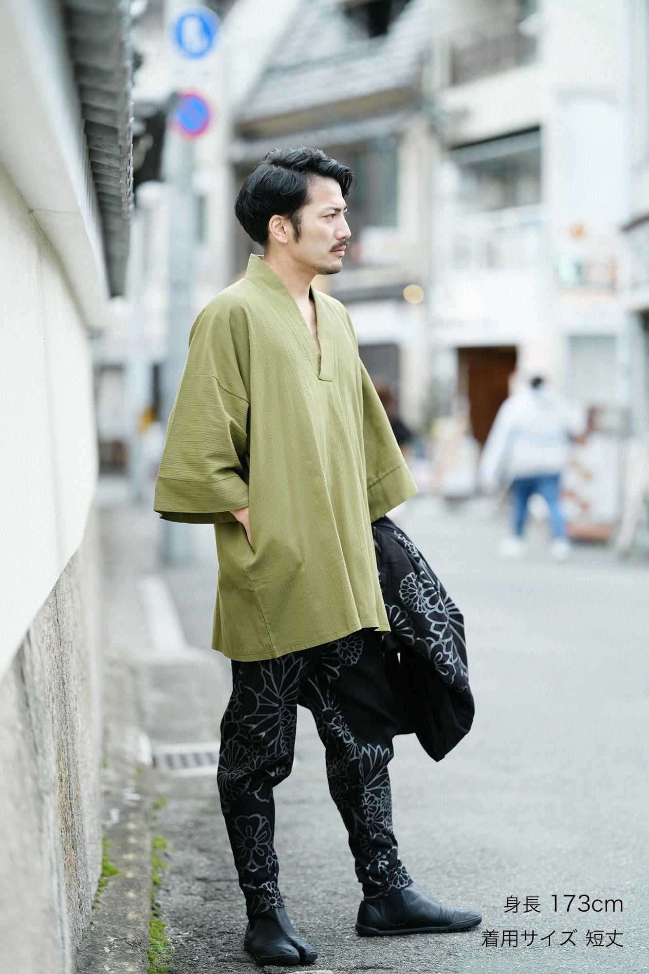 高島縮棉 20/20長風靡/灰綠色