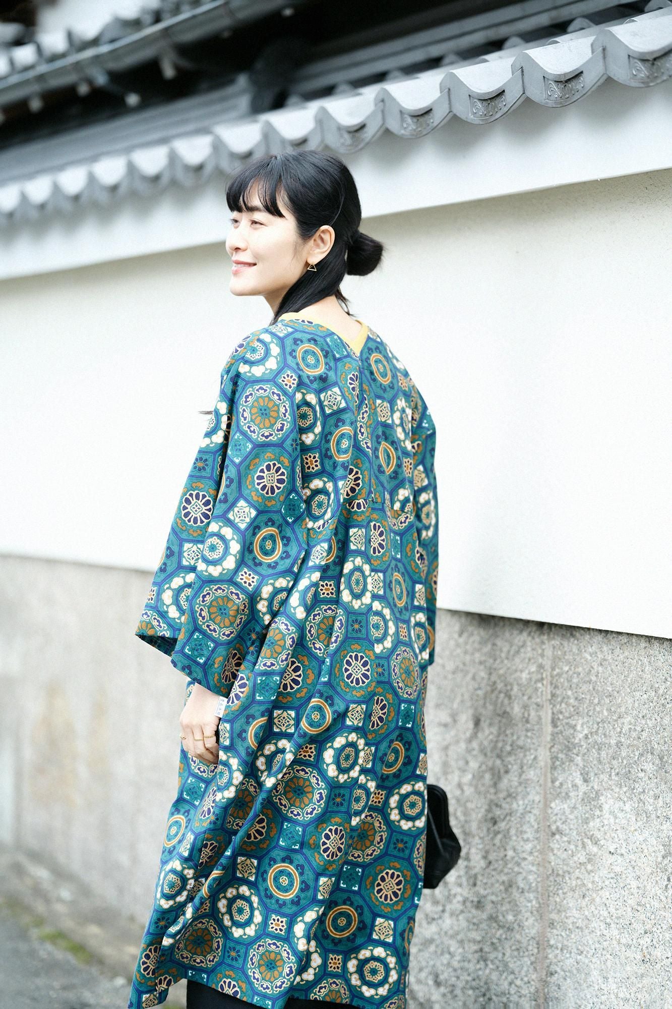 Chita Cotton Okatabira Dress / Gorgeous Green Jade Color