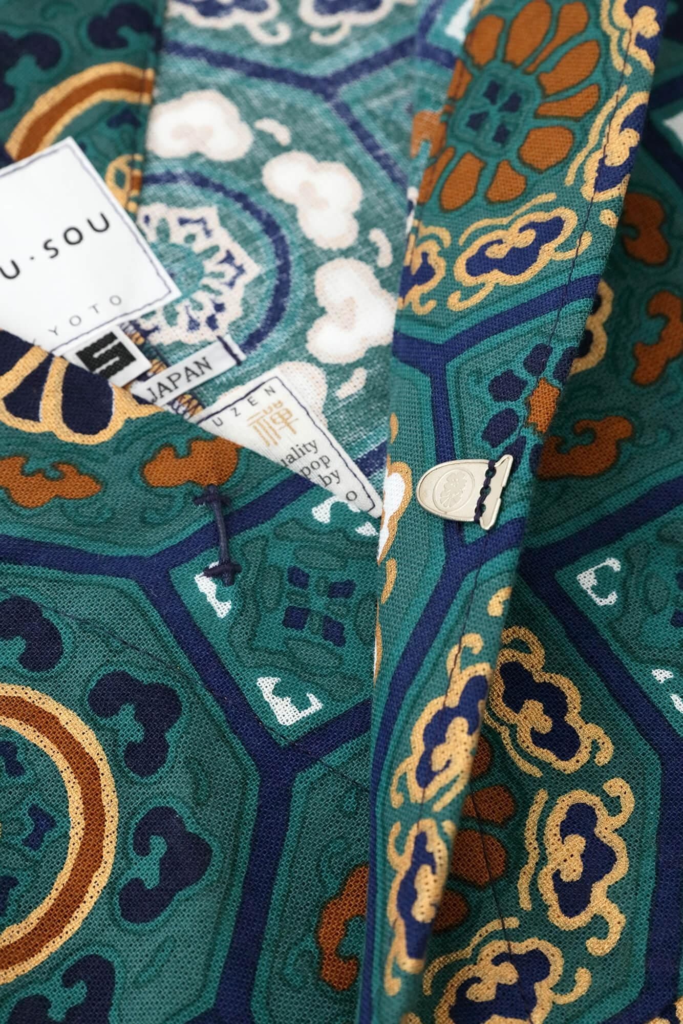 Chita Cotton Okatabira Dress / Gorgeous Green Jade Color