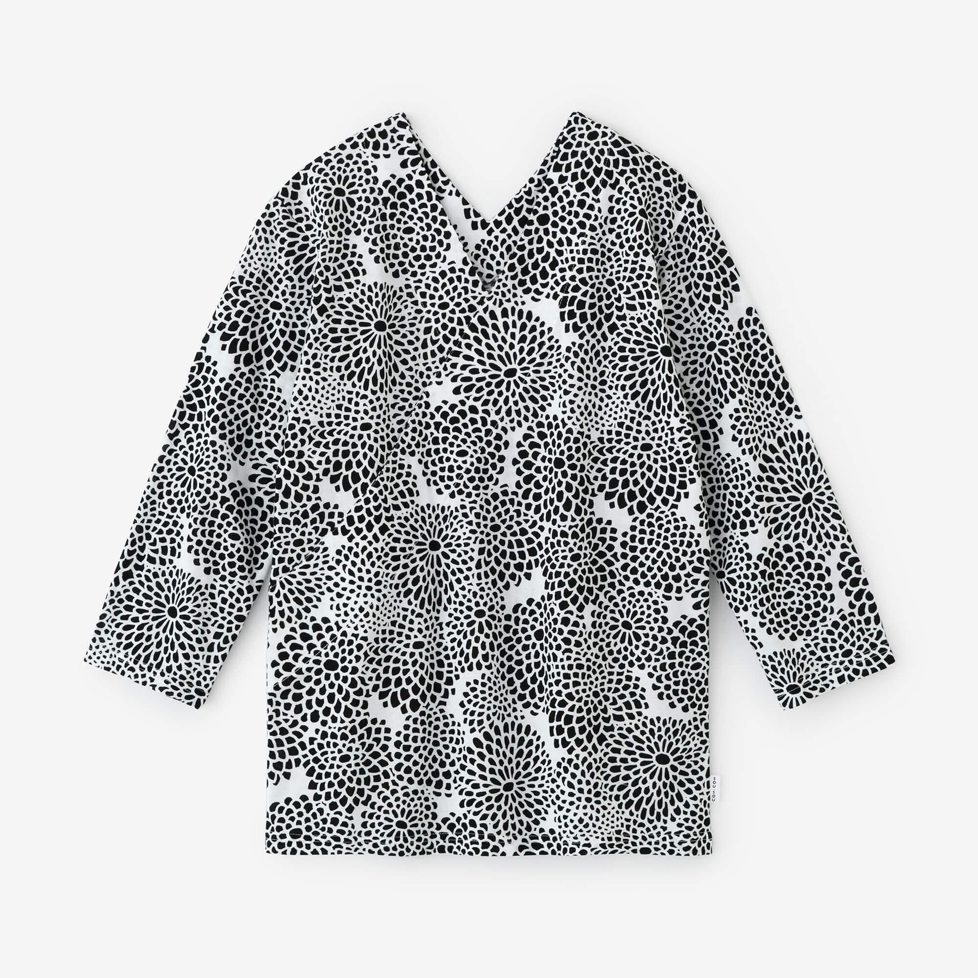 【net limited】V-neck Shirt Three-quarter Sleeve/Chrysanthemum Backlight