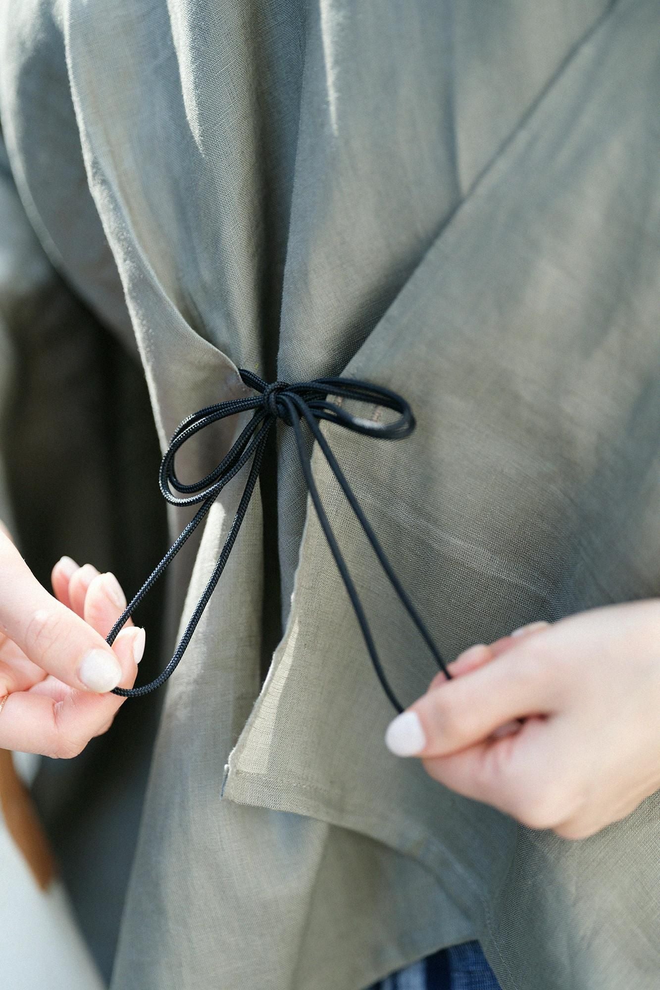 【官網限定】麻 如月披風斗篷 短版/米灰色