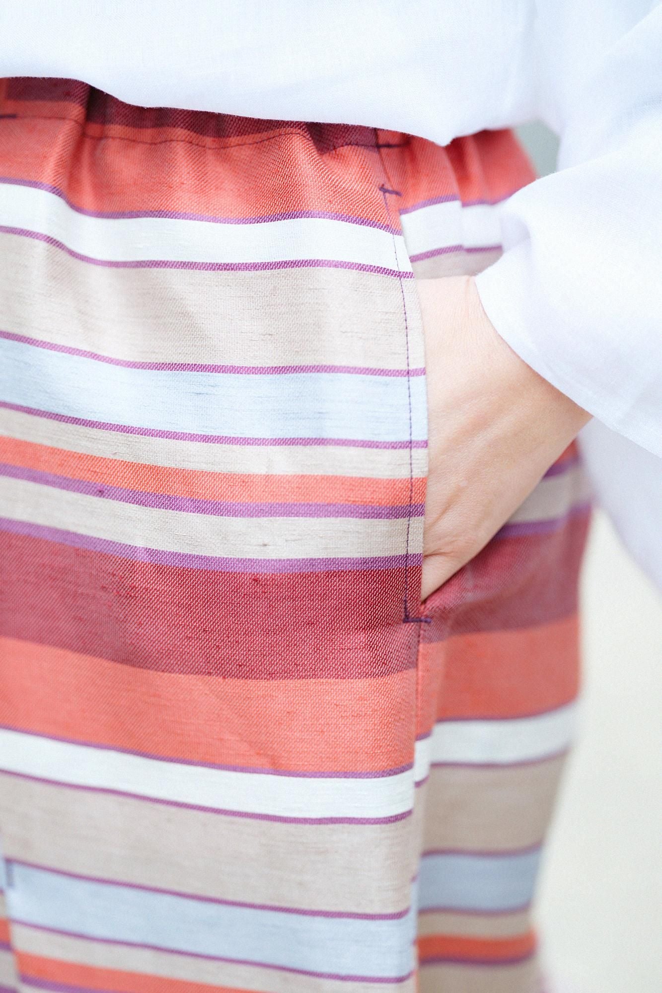 一褶 工人褲/橫條紋黄昏