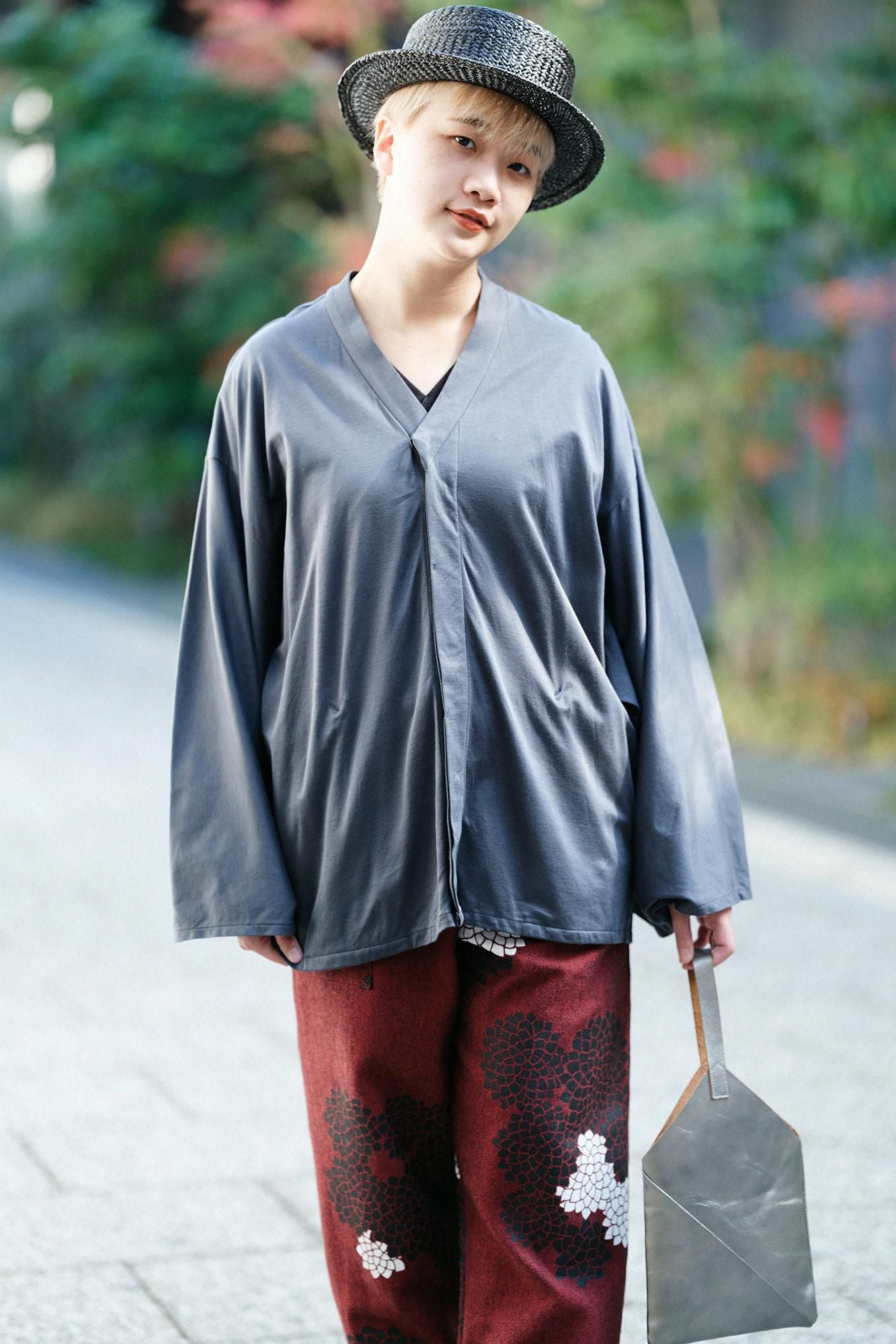 棉花杯Ami naginata kari长袍(Naginatakarigoromo)薄项圈(Mijikatake)/铅颜色(namariiro)