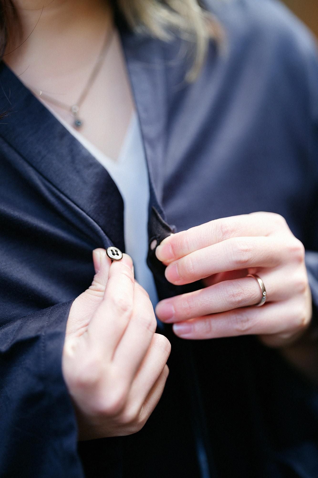 Cotton Cupra Knit Naginata Shirt Narrow Collar Short Length / Dark Navy