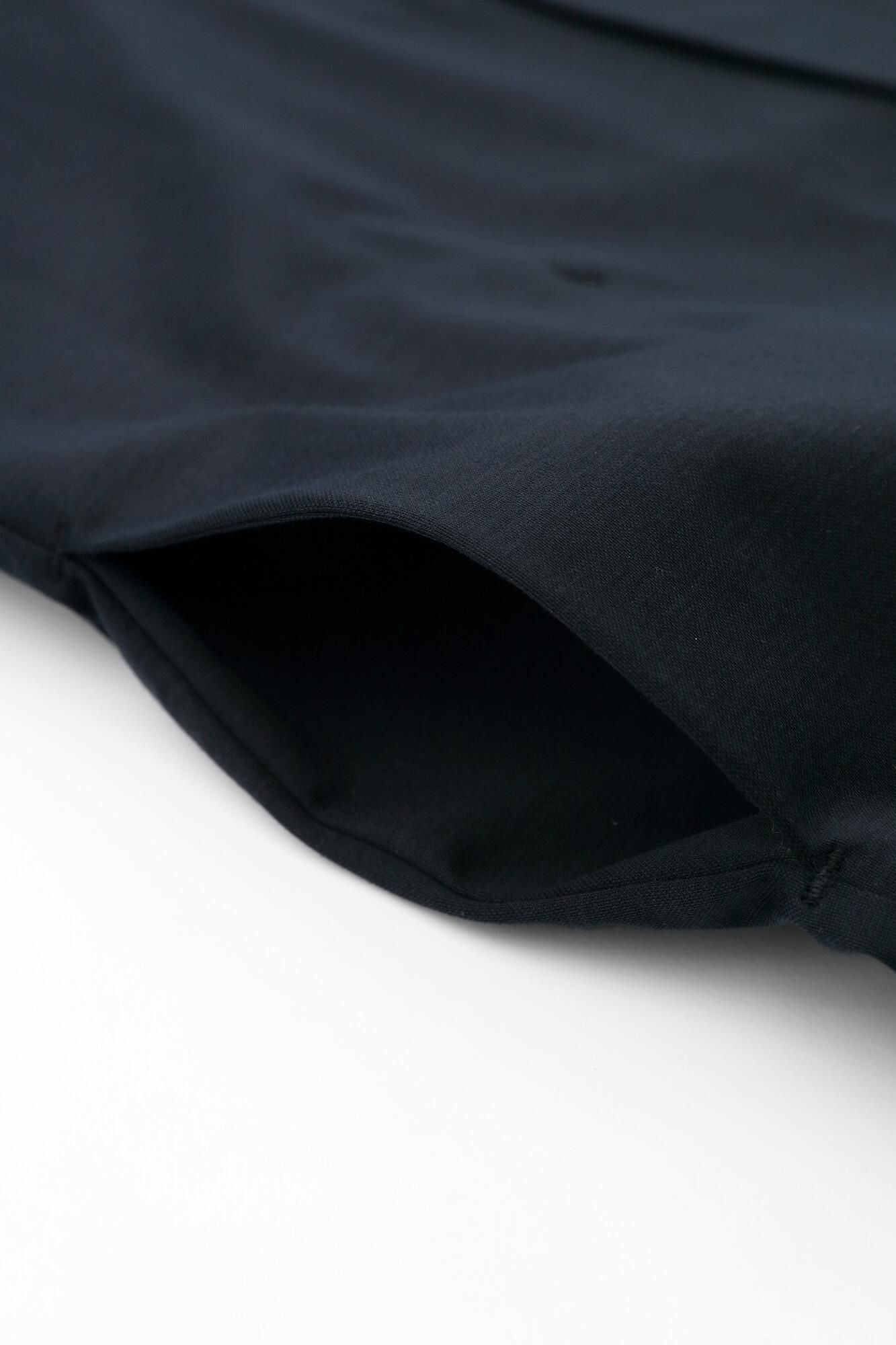 Cotton Cupra Knit Naginata Shirt Narrow Collar Short Length / Dark Navy