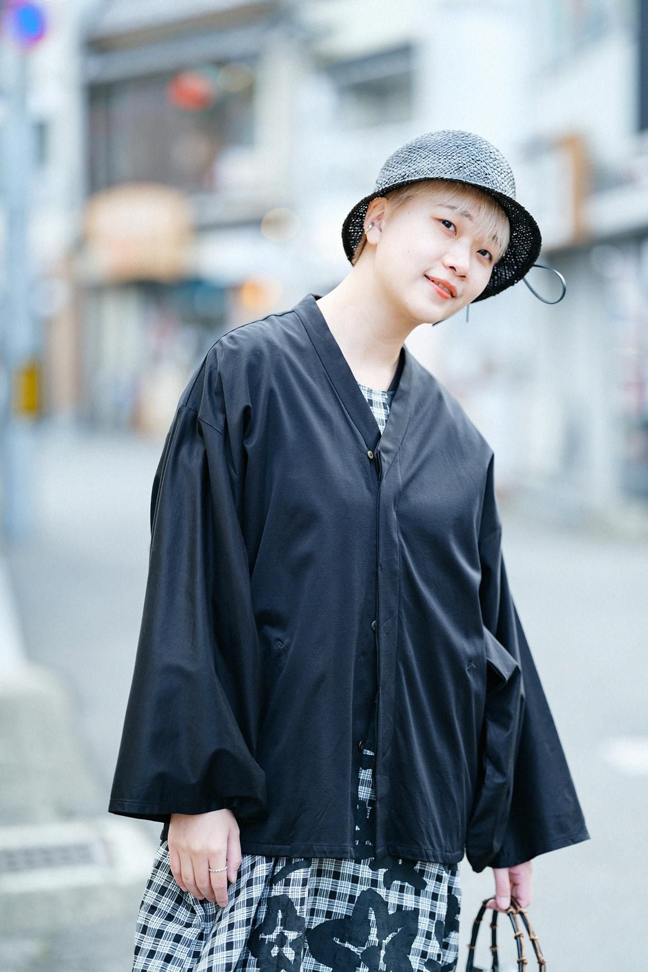 Cotton Cupra ami naginata karigoromo collier mince courte (mijikatake) / couleur plume humide (nagara iro)