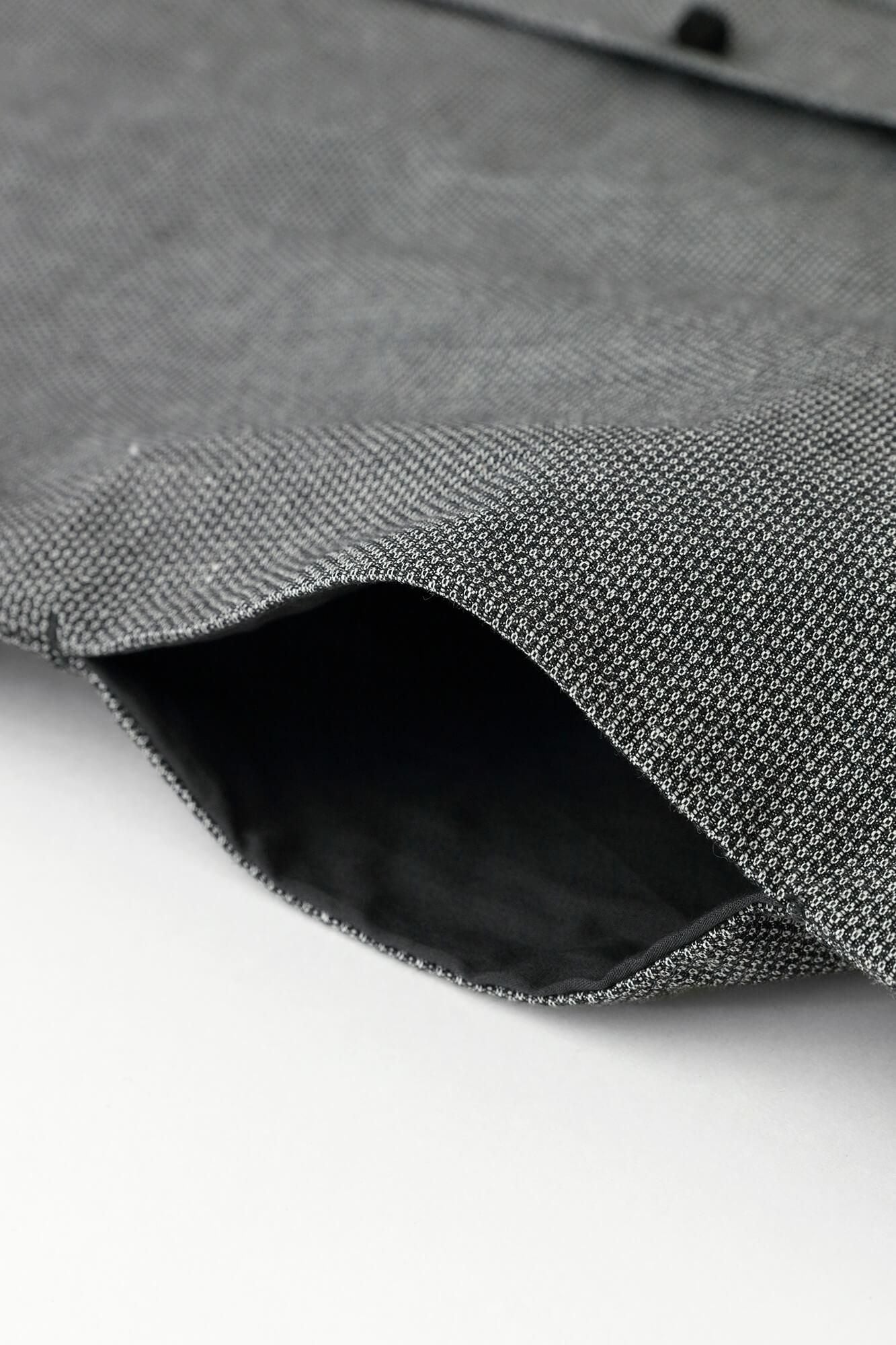 【net limited】Cotton-linen Blend Dobby Weave Fine Patterned Rectangular Sleeve Earl Cardigan / Dark Grey