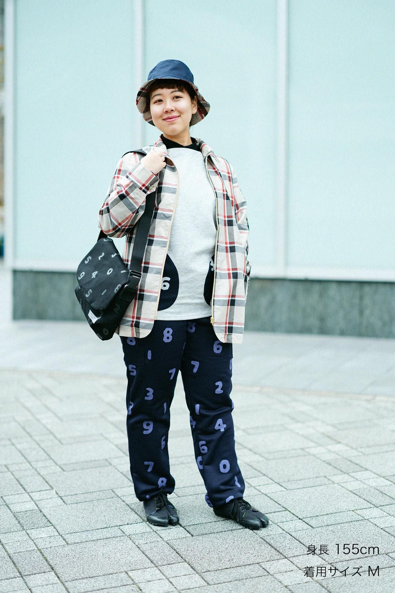 苧麻尼龍有領ZIP UP外套/象牙白格紋