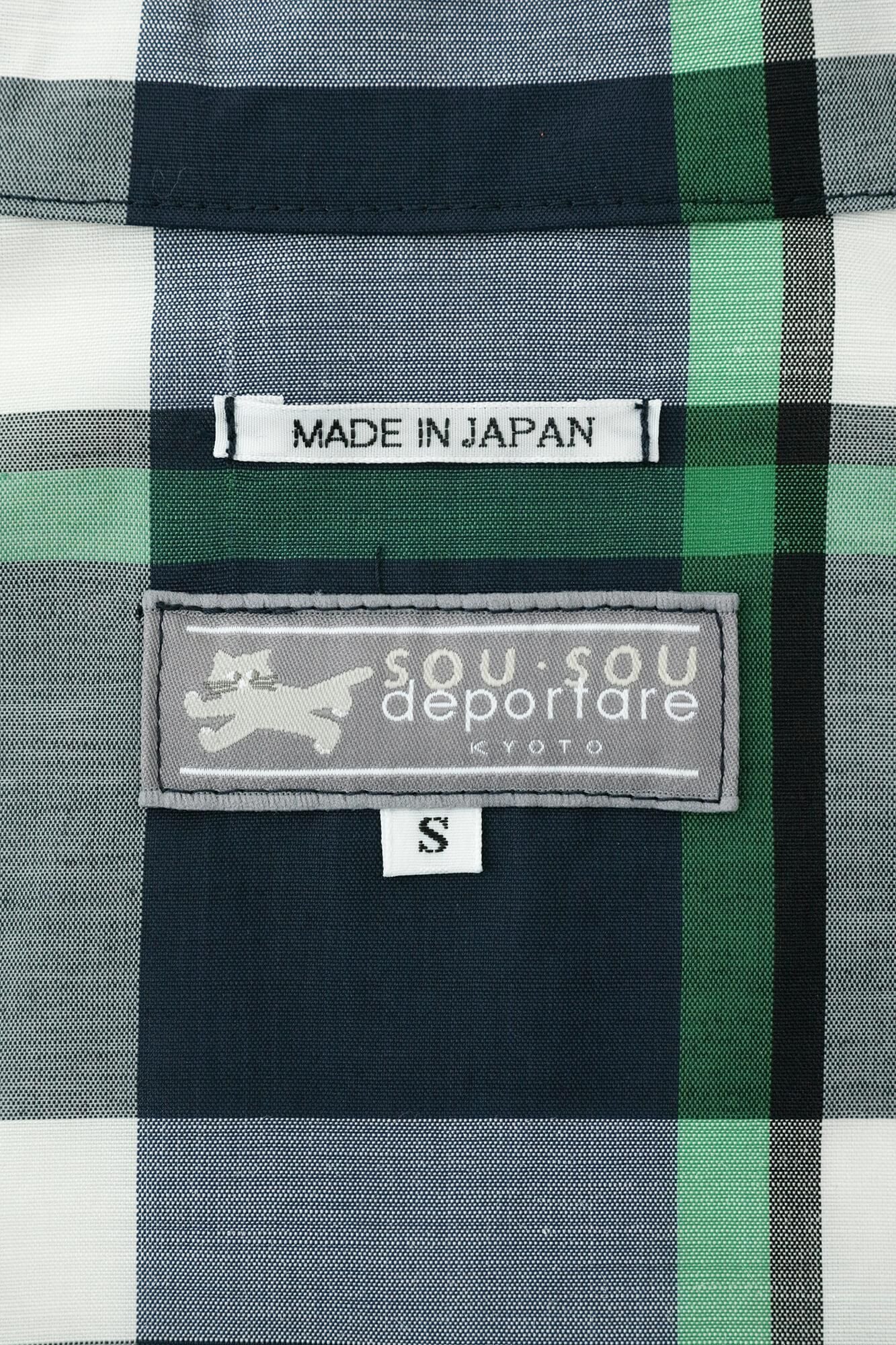 ZIP UP苧麻尼龍衣領/海軍藍格紋